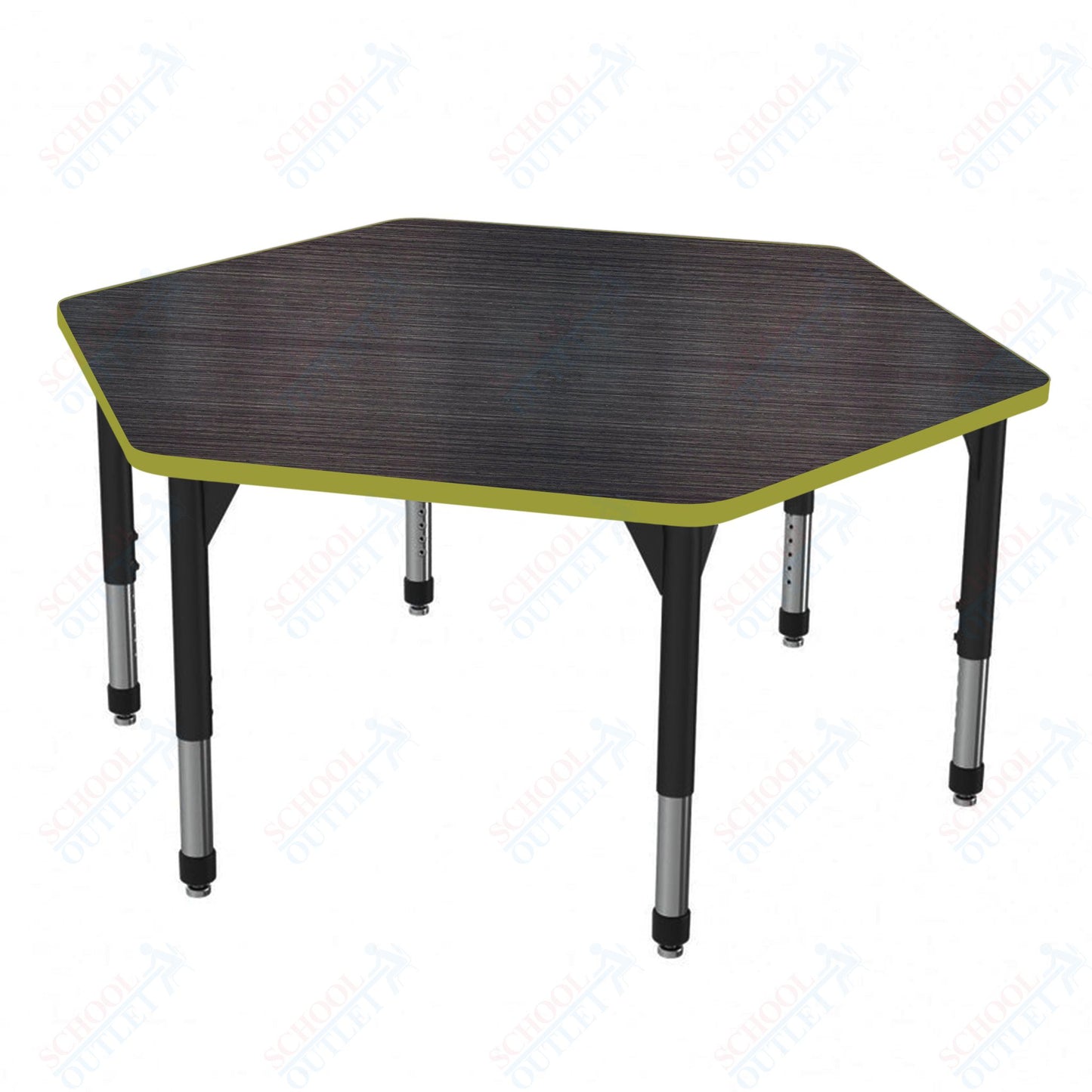Marco Premier Series Hexagon Stand-Up Table 54.5" x 48" Adjustable Height 32"-42" (43-2254-MA)