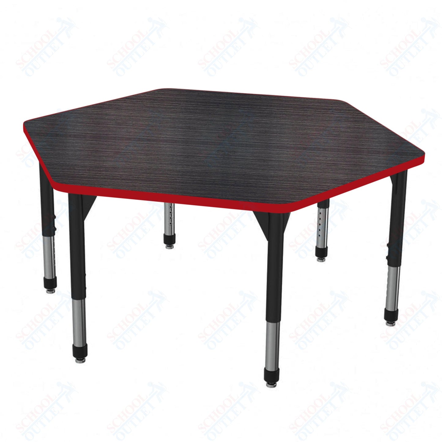 Marco Premier Series Hexagon Stand-Up Table 54.5" x 48" Adjustable Height 32"-42" (43-2254-MA)