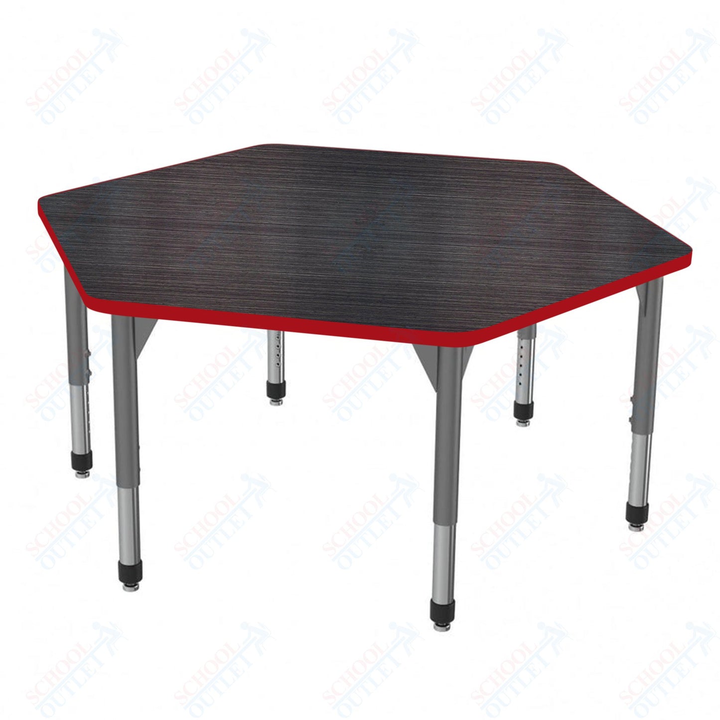Marco Premier Series Hexagon Stand-Up Table 54.5" x 48" Adjustable Height 32"-42" (43-2254-MA)