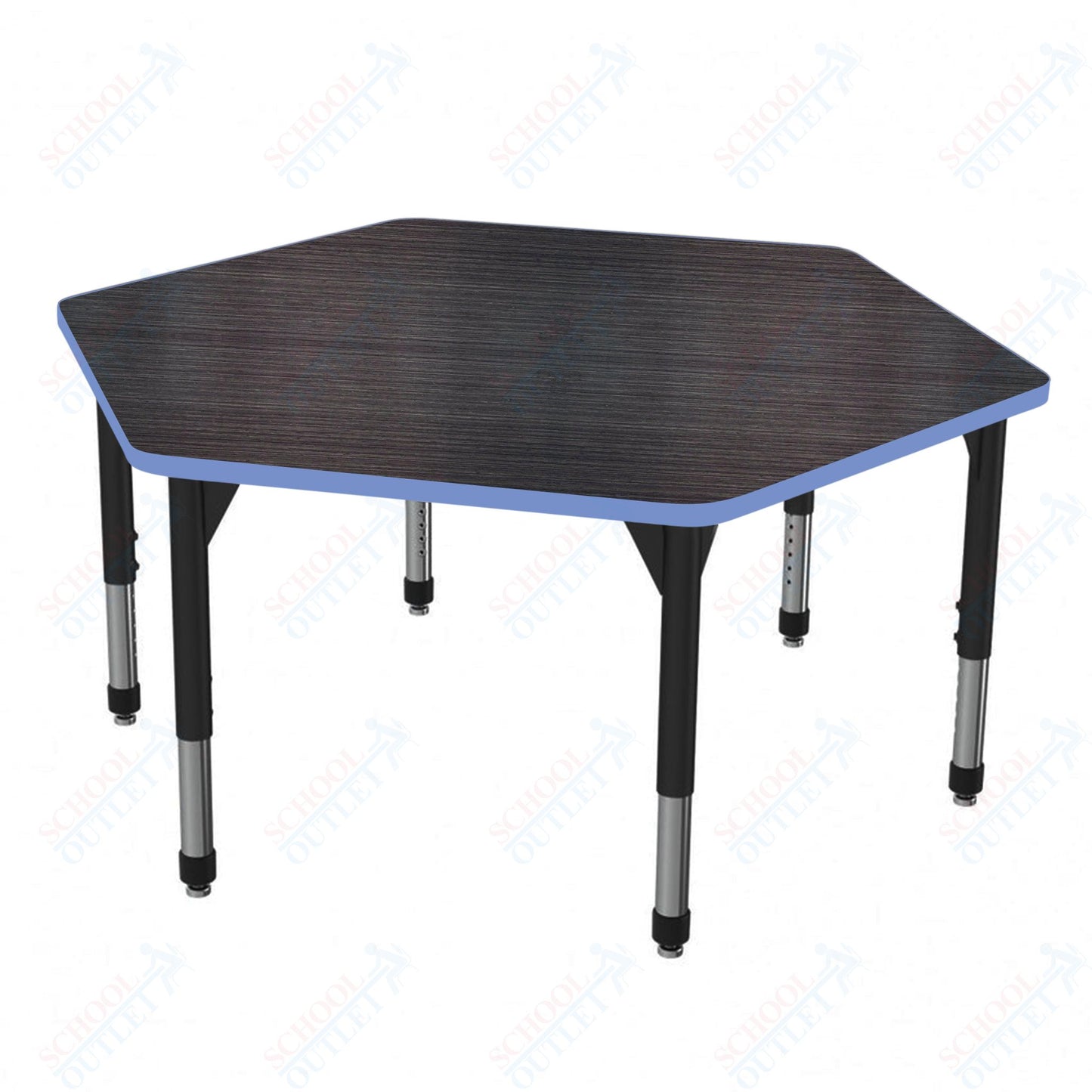 Marco Premier Series Hexagon Stand-Up Table 54.5" x 48" Adjustable Height 32"-42" (43-2254-MA)