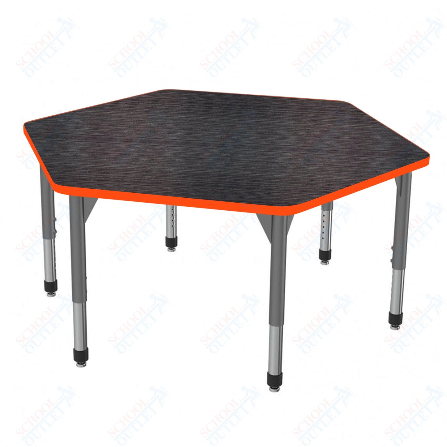 Marco Premier Series Hexagon Stand-Up Table 54.5" x 48" Adjustable Height 32"-42" (43-2254-MA)