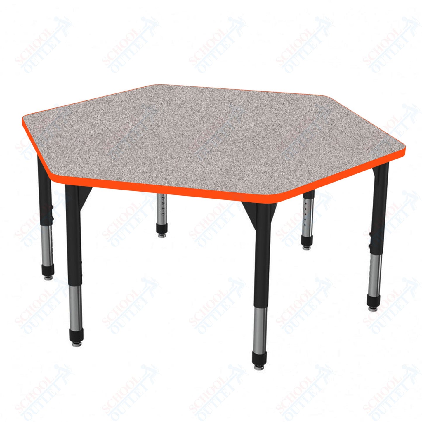 Marco Premier Series Hexagon Stand-Up Table 54.5" x 48" Adjustable Height 32"-42" (43-2254-MA)