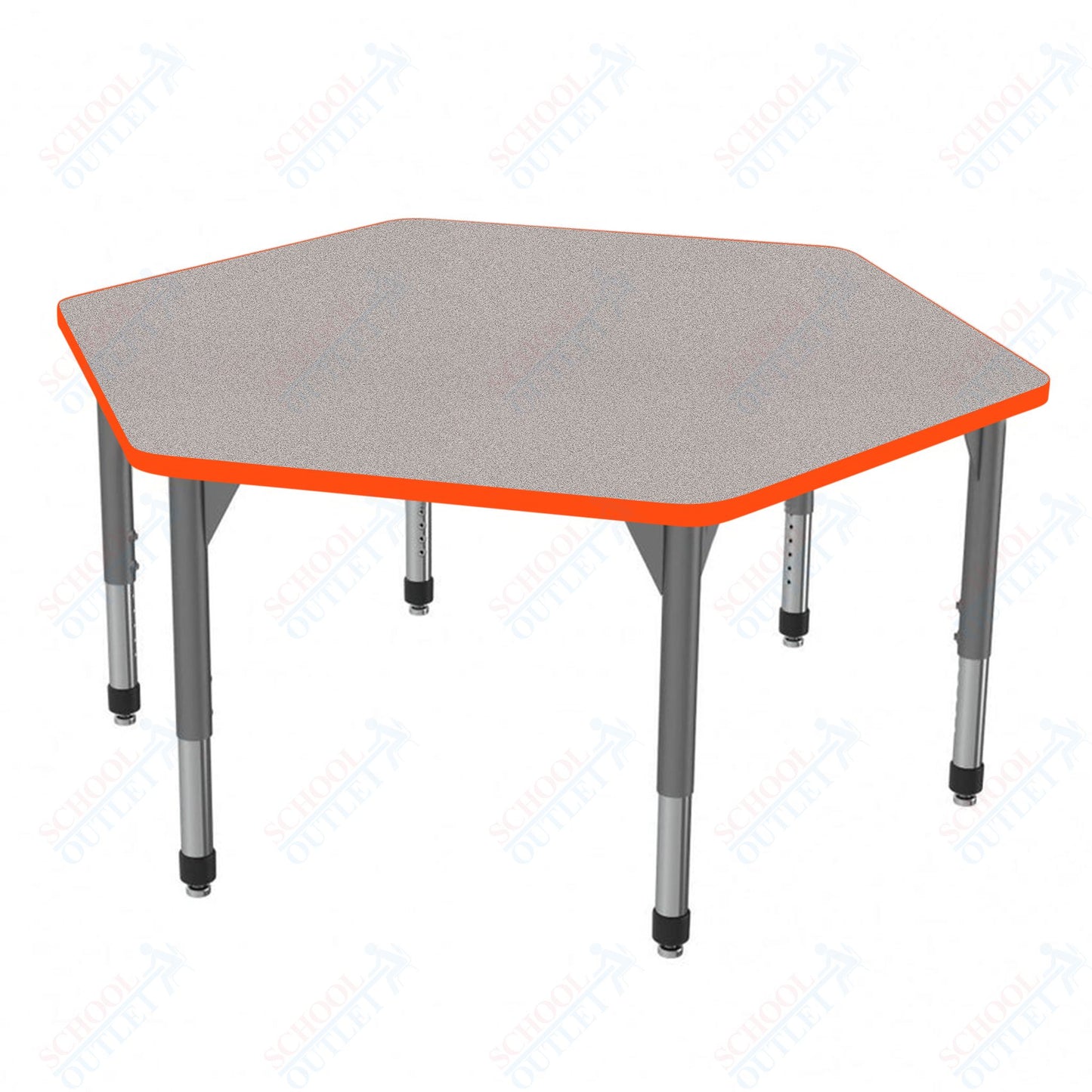 Marco Premier Series Hexagon Stand-Up Table 54.5" x 48" Adjustable Height 32"-42" (43-2254-MA)