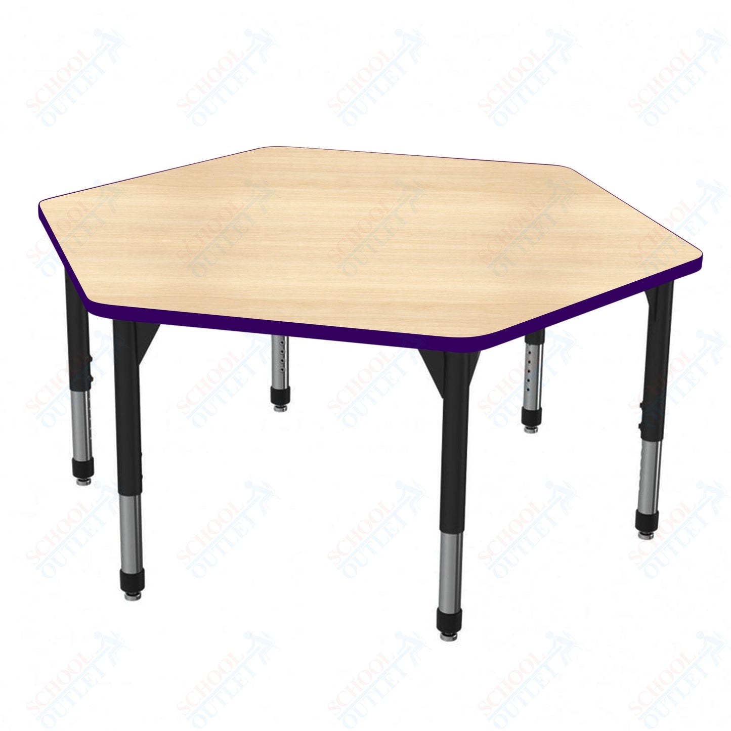 Marco Premier Series Hexagon Stand-Up Table 54.5" x 48" Adjustable Height 32"-42" (43-2254-MA)