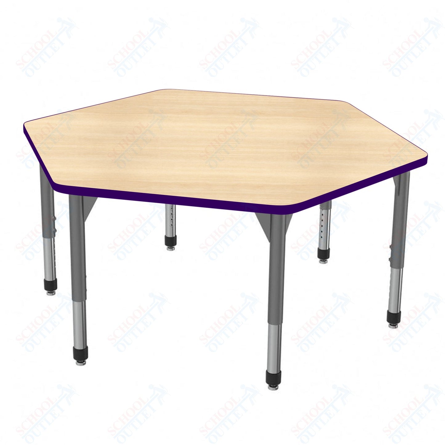 Marco Premier Series Hexagon Stand-Up Table 54.5" x 48" Adjustable Height 32"-42" (43-2254-MA)