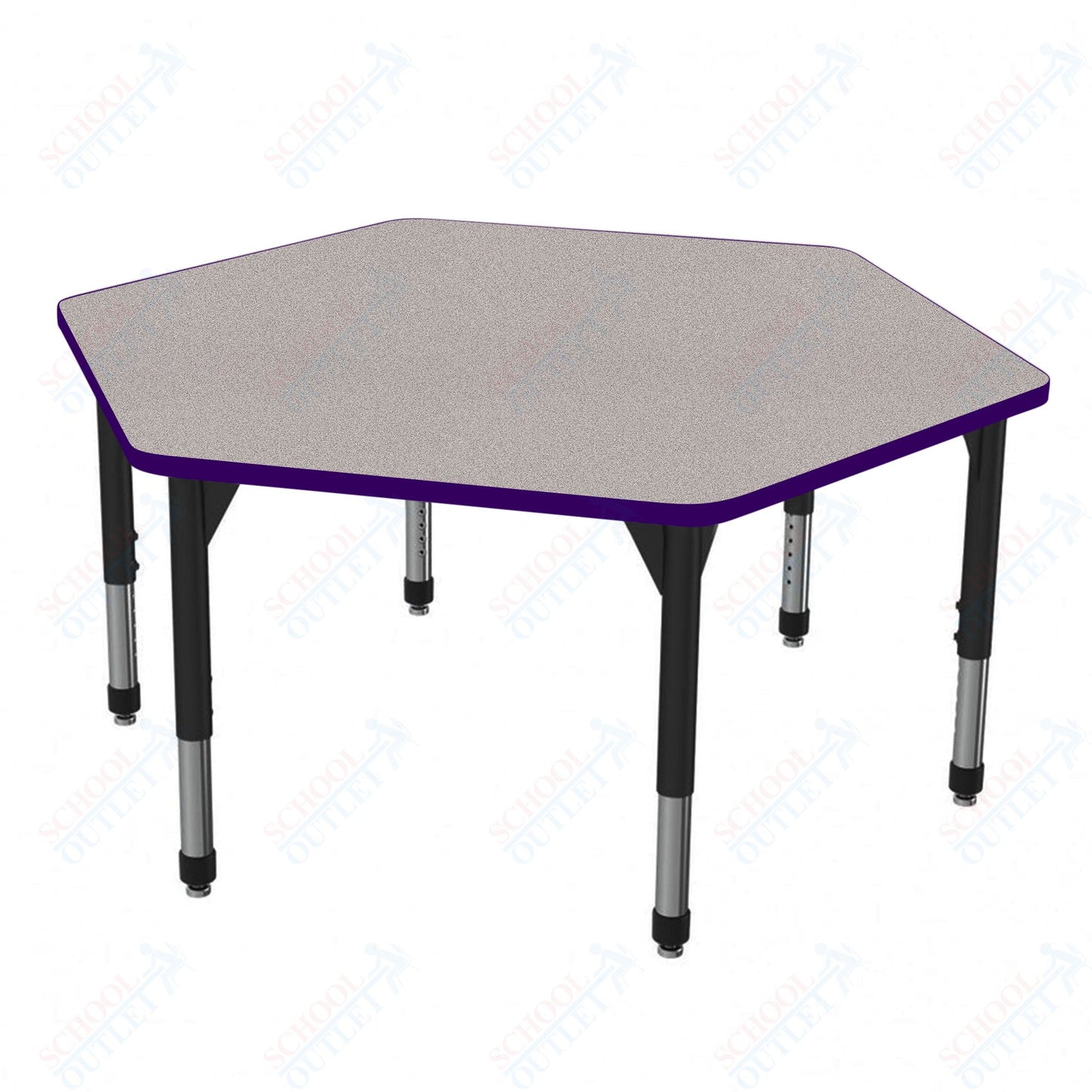 Marco Premier Series Hexagon Stand-Up Table 54.5" x 48" Adjustable Height 32"-42" (43-2254-MA)