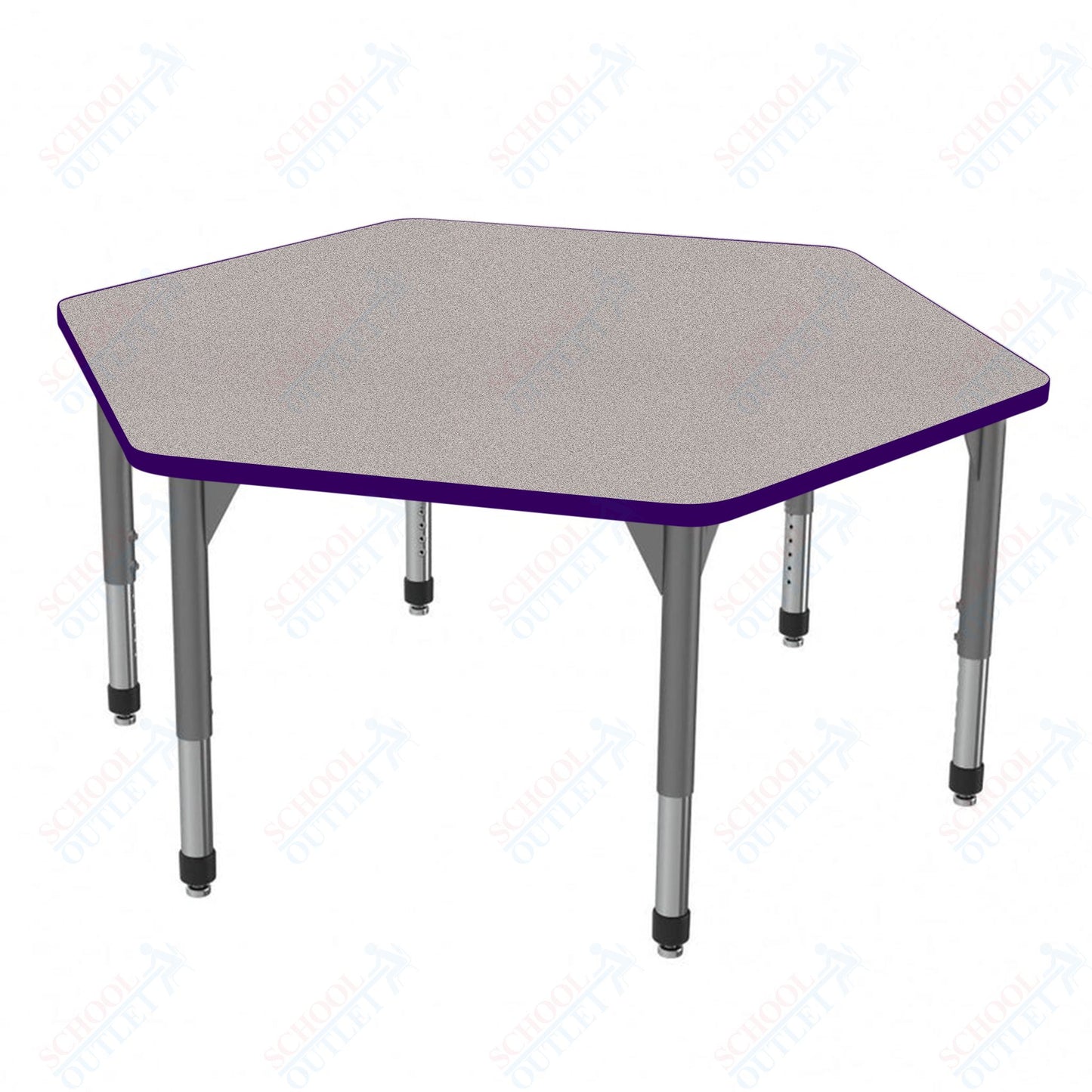 Marco Premier Series Hexagon Stand-Up Table 54.5" x 48" Adjustable Height 32"-42" (43-2254-MA)