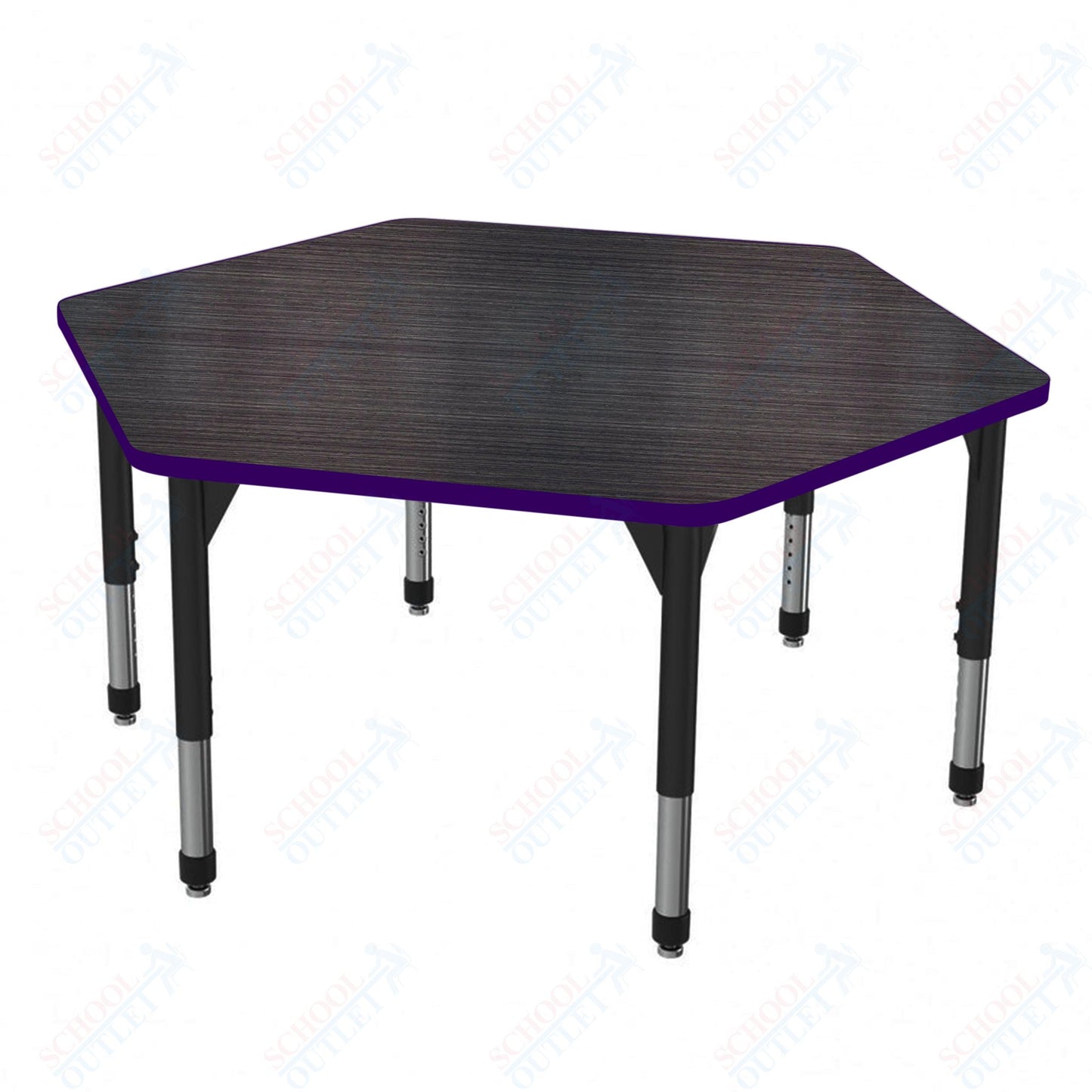 Marco Premier Series Hexagon Stand-Up Table 54.5" x 48" Adjustable Height 32"-42" (43-2254-MA)