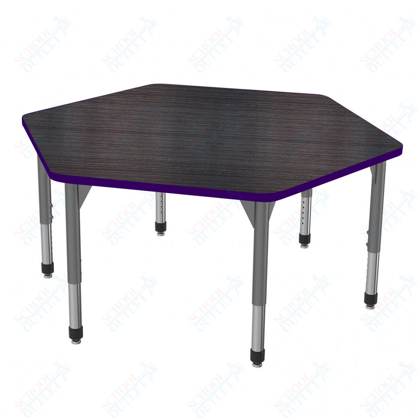 Marco Premier Series Hexagon Stand-Up Table 54.5" x 48" Adjustable Height 32"-42" (43-2254-MA)