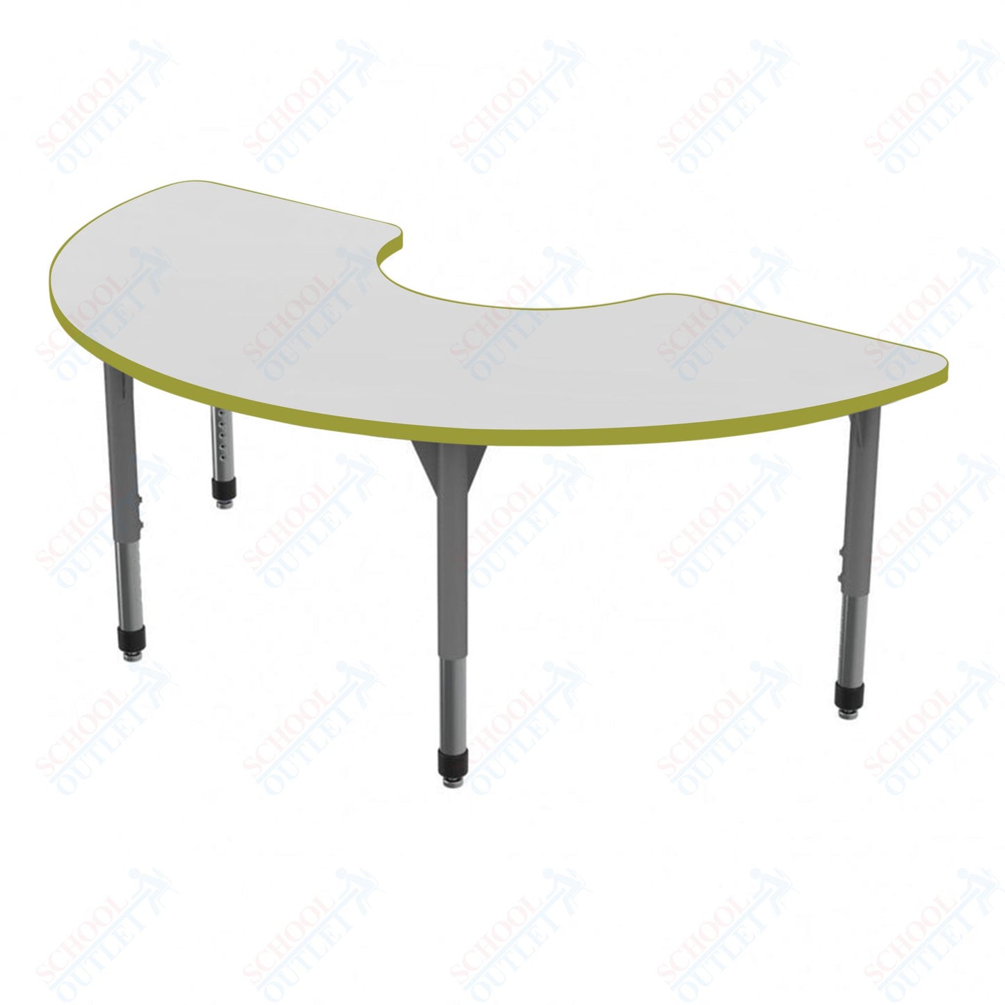 Marco Premier Series Half Moon Activity Table w/ Dry Erase Top 36" x 72" Adj Height 21"-31" (43-2279-DB)