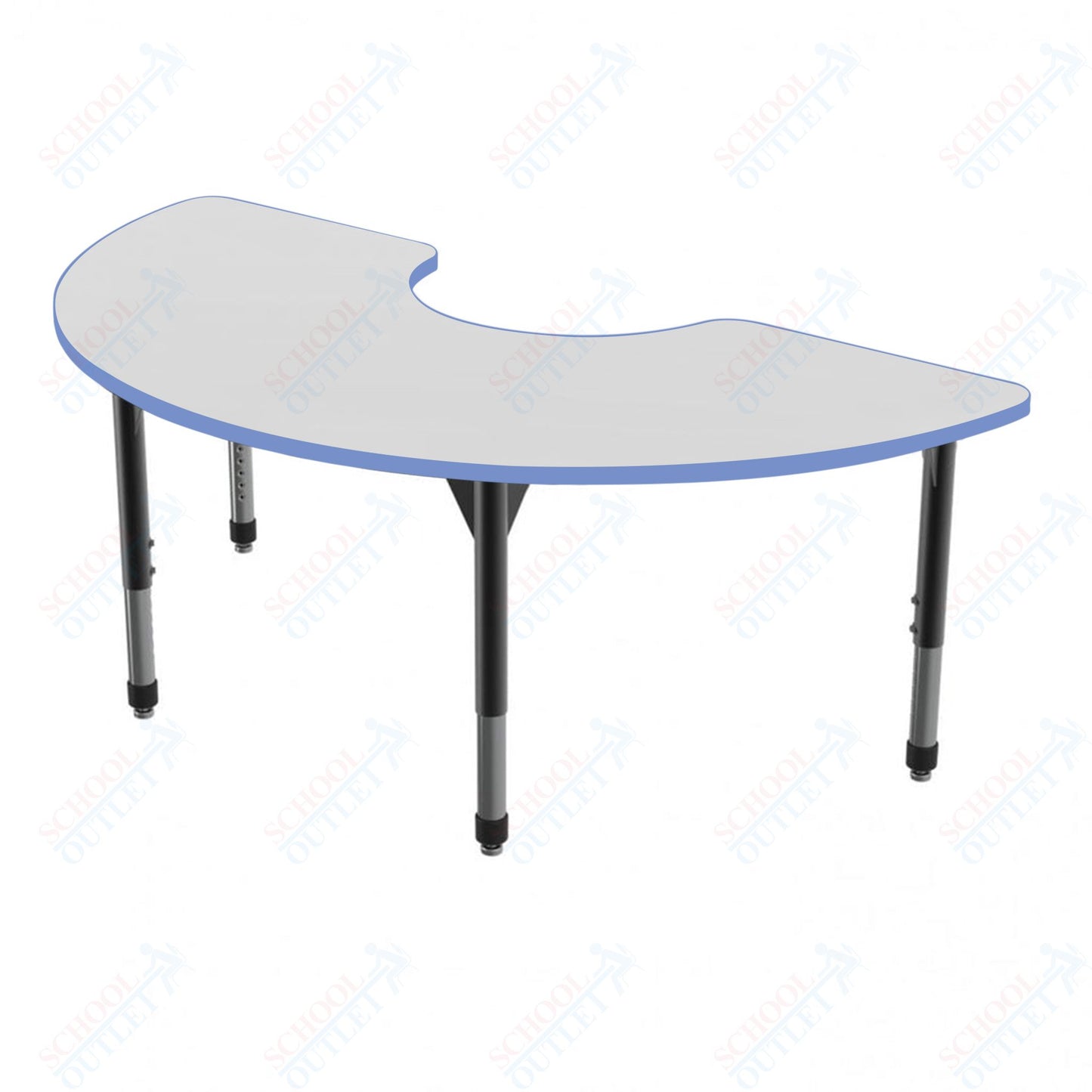 Marco Premier Series Half Moon Activity Table w/ Dry Erase Top 36" x 72" Adj Height 21"-31" (43-2279-DB)