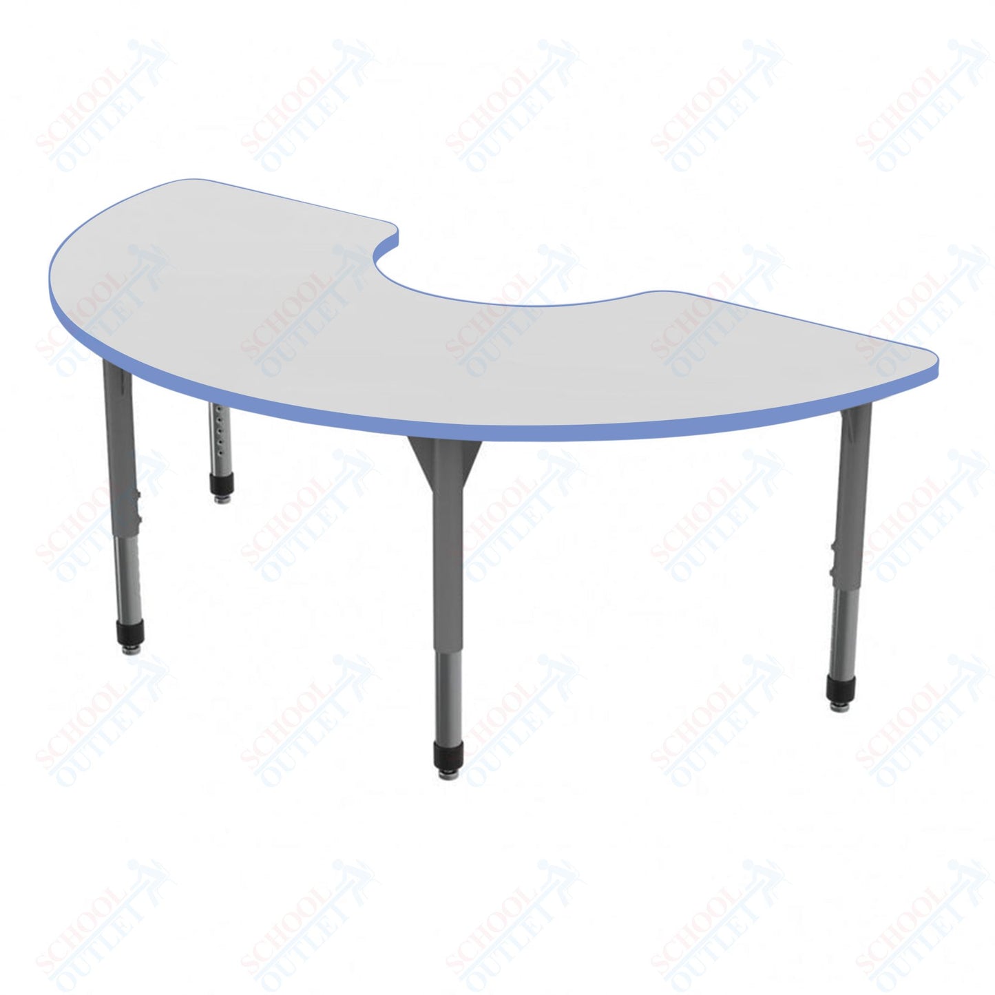 Marco Premier Series Half Moon Activity Table w/ Dry Erase Top 36" x 72" Adj Height 21"-31" (43-2279-DB)