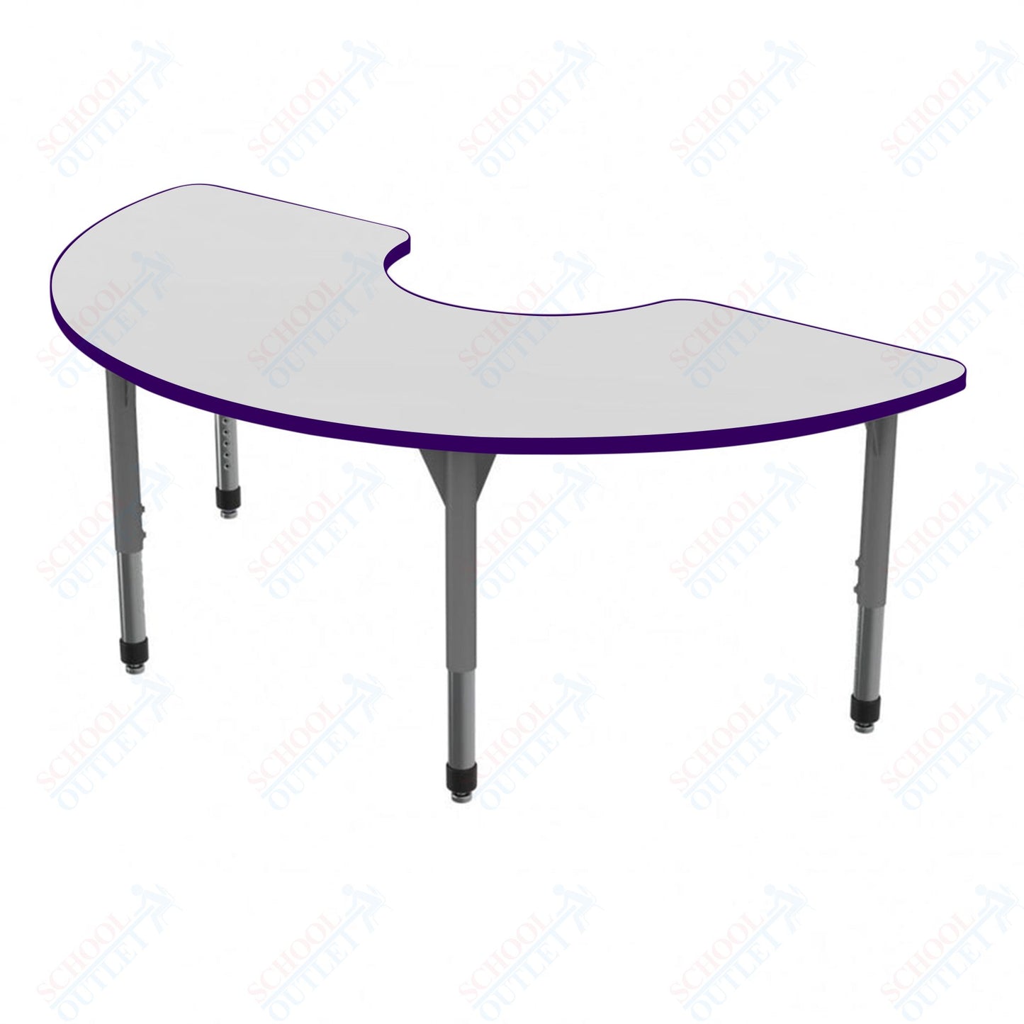 Marco Premier Series Half Moon Activity Table w/ Dry Erase Top 36" x 72" Adj Height 21"-31" (43-2279-DB)