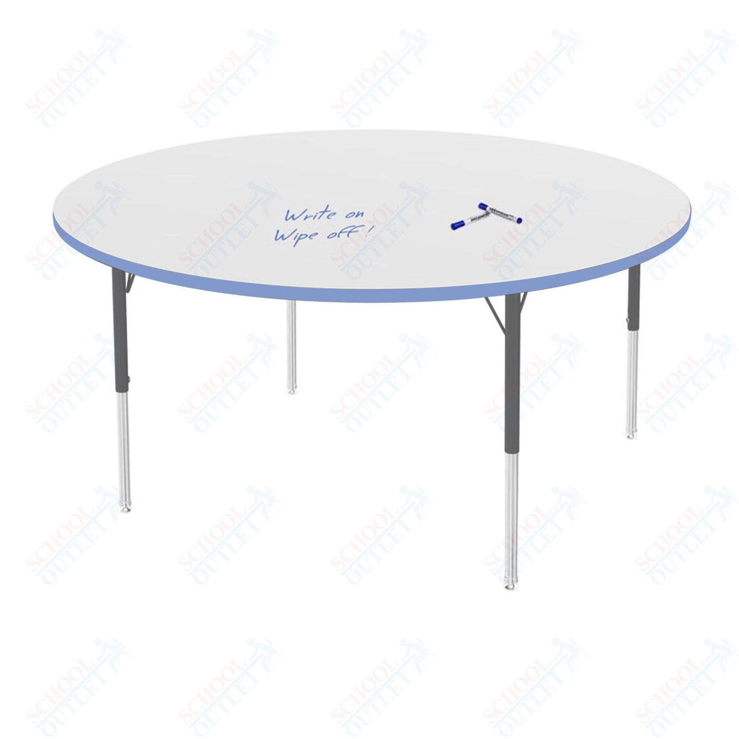Marco MG2200 Series 60" Round Preschool Table w/ Dry Erase Top Adj Height 16"-24" (MG2207-DA)