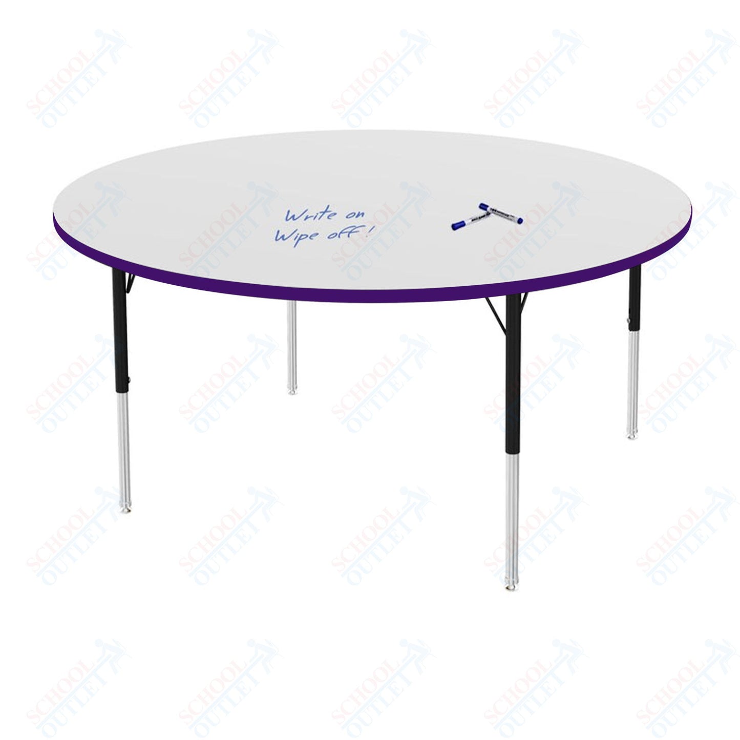 Marco MG2200 Series 60" Round Preschool Table w/ Dry Erase Top Adj Height 16"-24" (MG2207-DA)