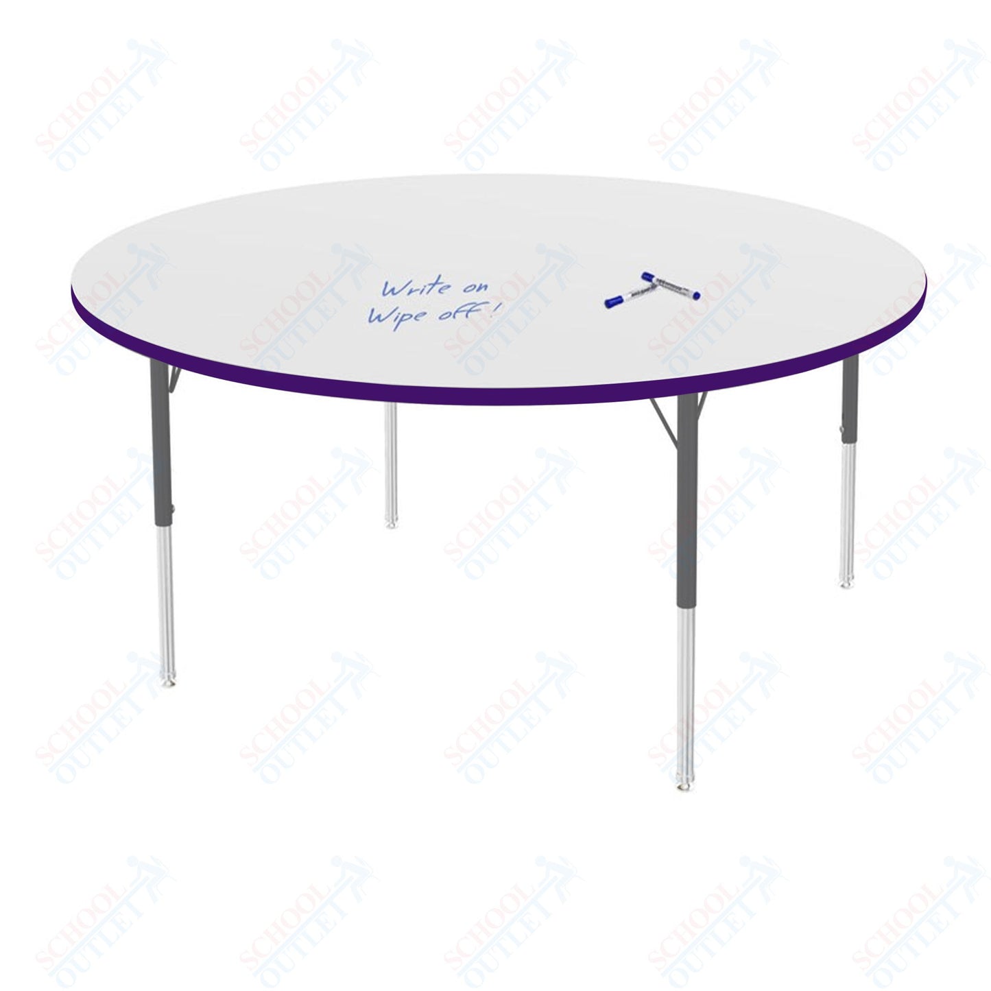 Marco MG2200 Series 60" Round Preschool Table w/ Dry Erase Top Adj Height 16"-24" (MG2207-DA)