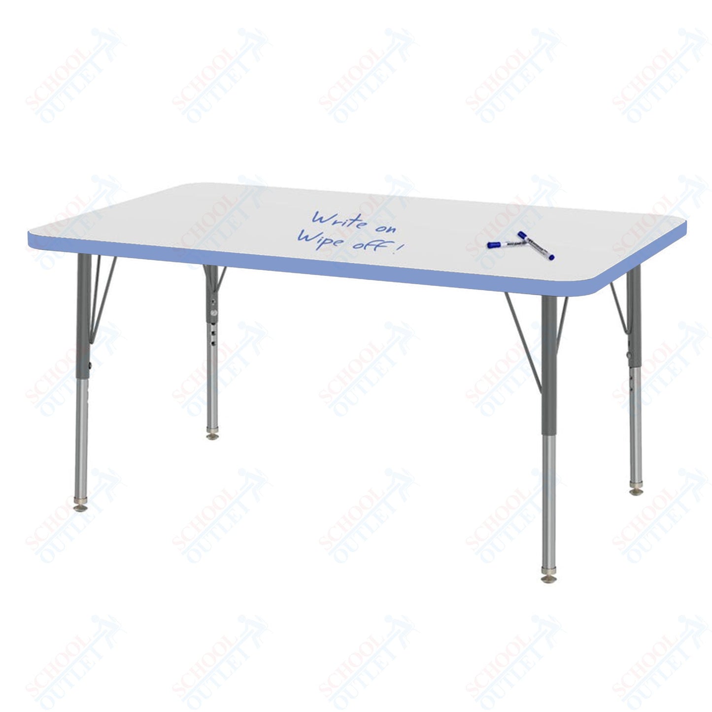 Marco MG2200 Series Rectangle Preschool Table w/ Dry Erase Top 30" x 48" Adj Height 16"-24" (MG2236-DA)