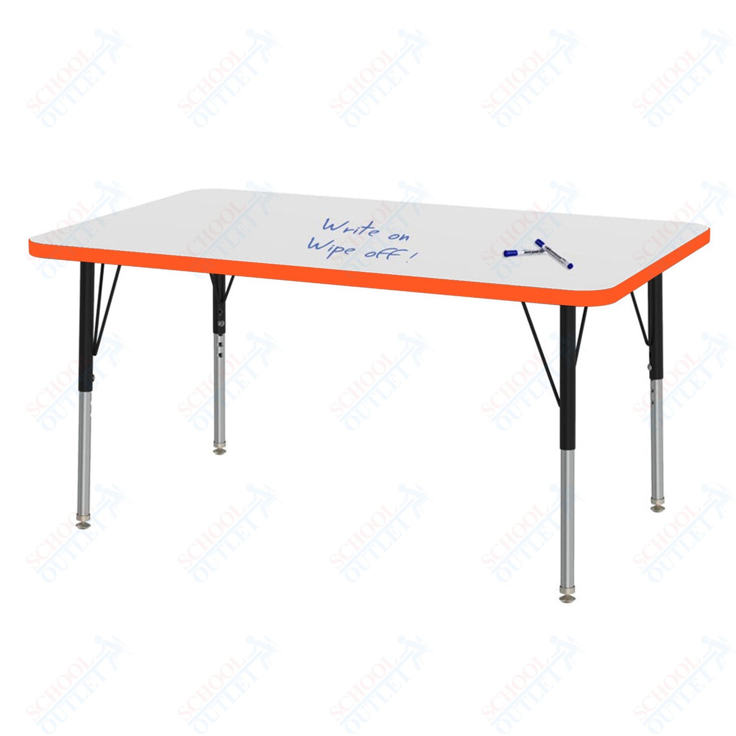 Marco MG2200 Series Rectangle Preschool Table w/ Dry Erase Top 30" x 48" Adj Height 16"-24" (MG2236-DA)