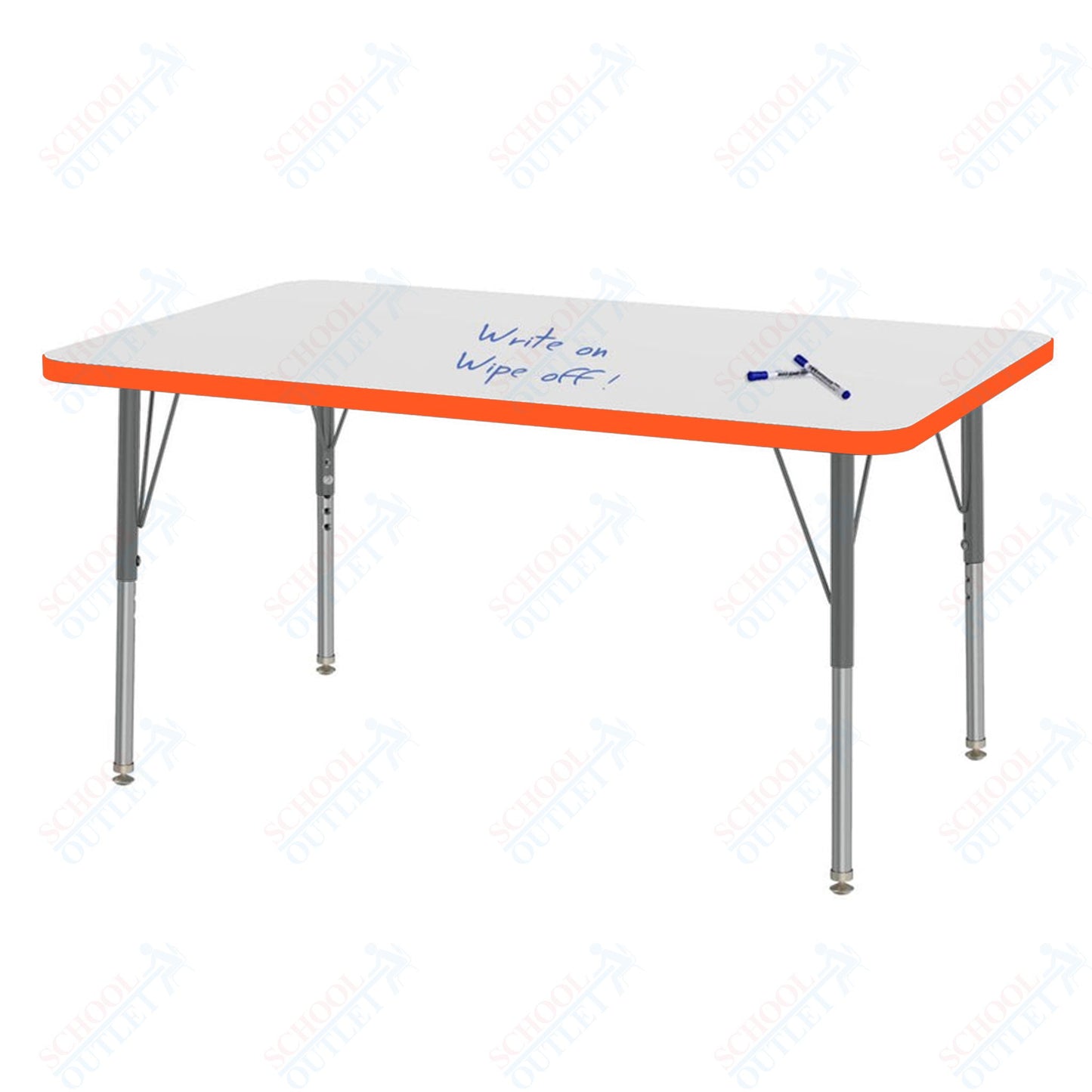 Marco MG2200 Series Rectangle Preschool Table w/ Dry Erase Top 30" x 48" Adj Height 16"-24" (MG2236-DA)