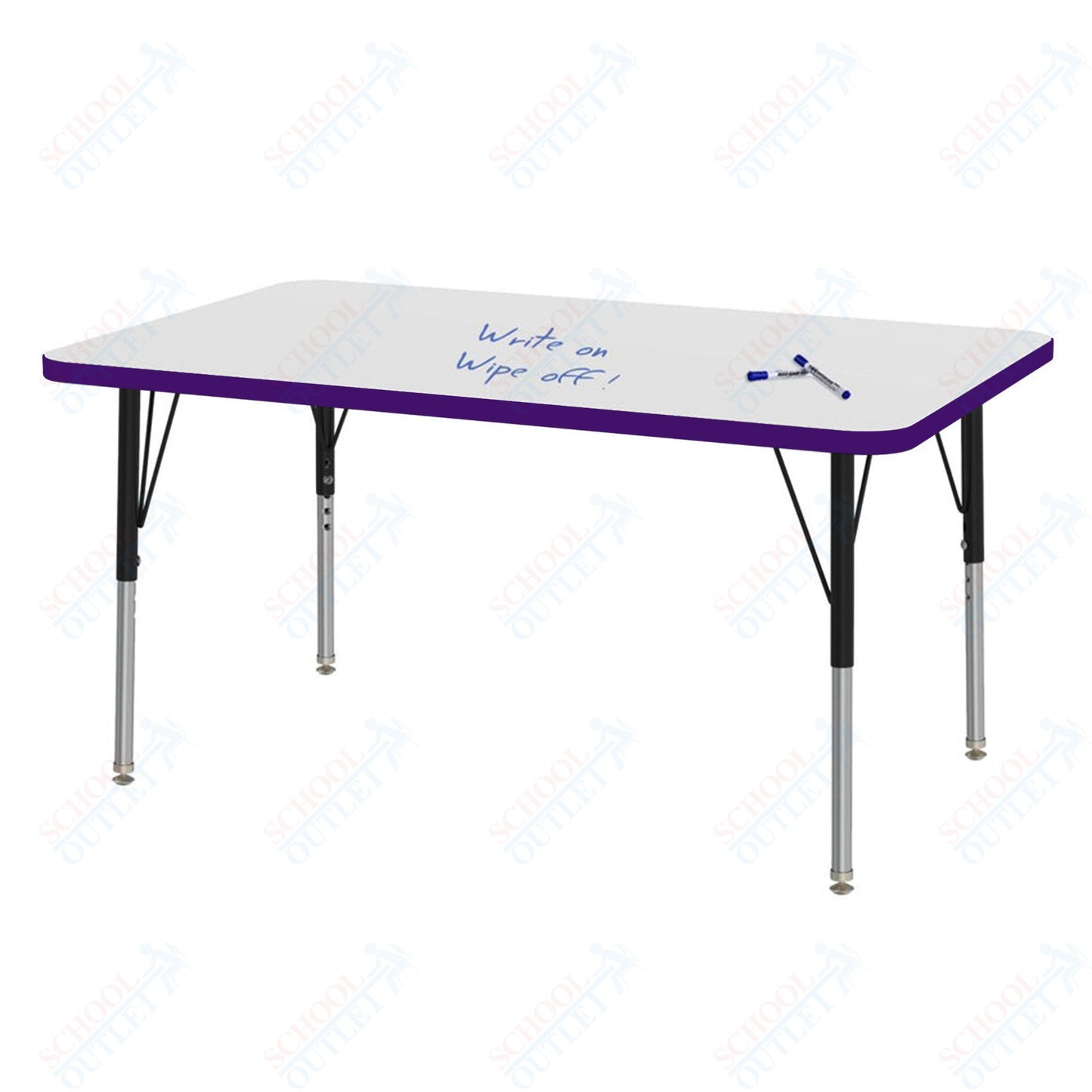 Marco MG2200 Series Rectangle Preschool Table w/ Dry Erase Top 30" x 48" Adj Height 16"-24" (MG2236-DA)