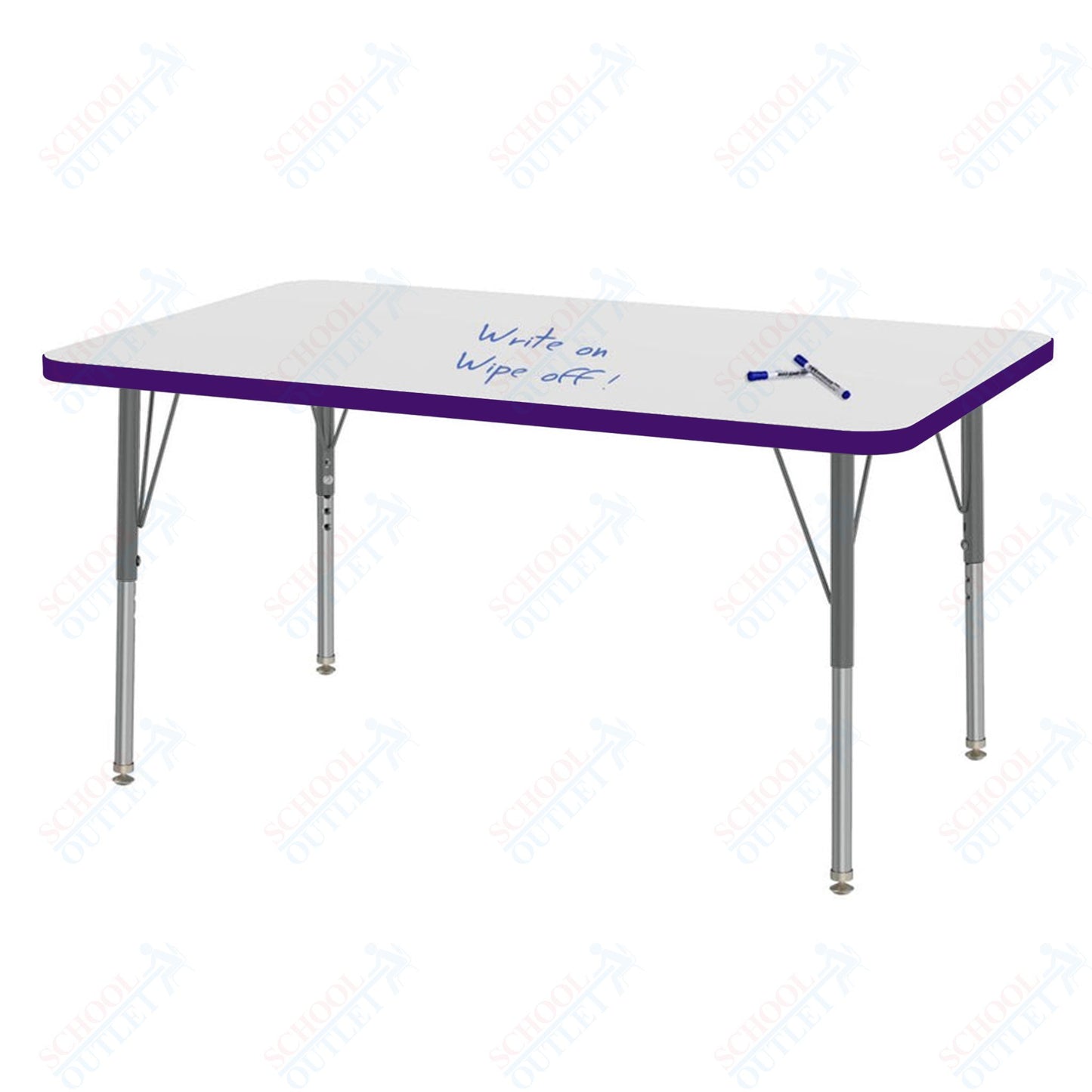 Marco MG2200 Series Rectangle Preschool Table w/ Dry Erase Top 30" x 48" Adj Height 16"-24" (MG2236-DA)