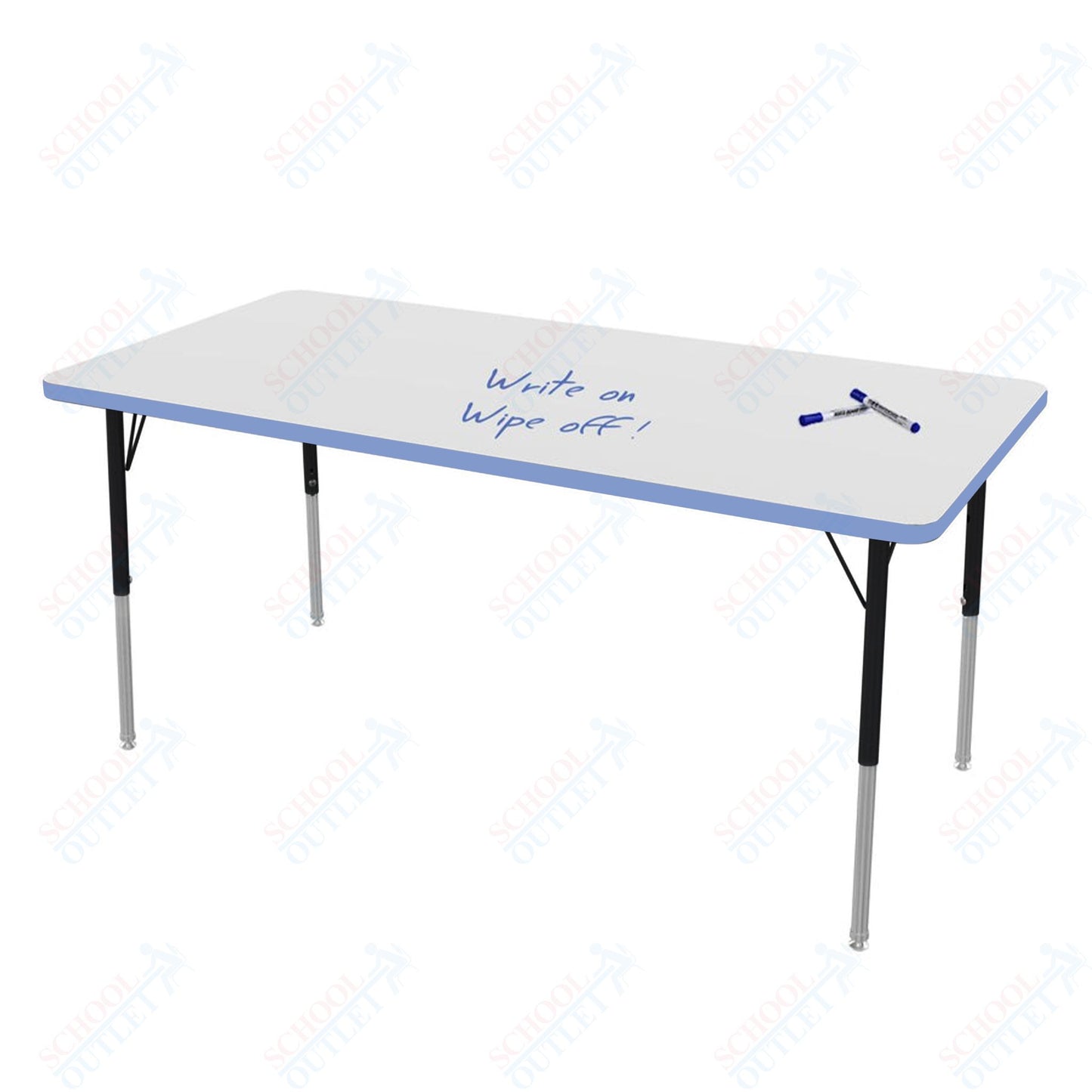 Marco MG2200 Series Rectangle Preschool Table w/ Dry Erase Top 30" x 60" Adj Height 16"-24" (MG2237-DA)