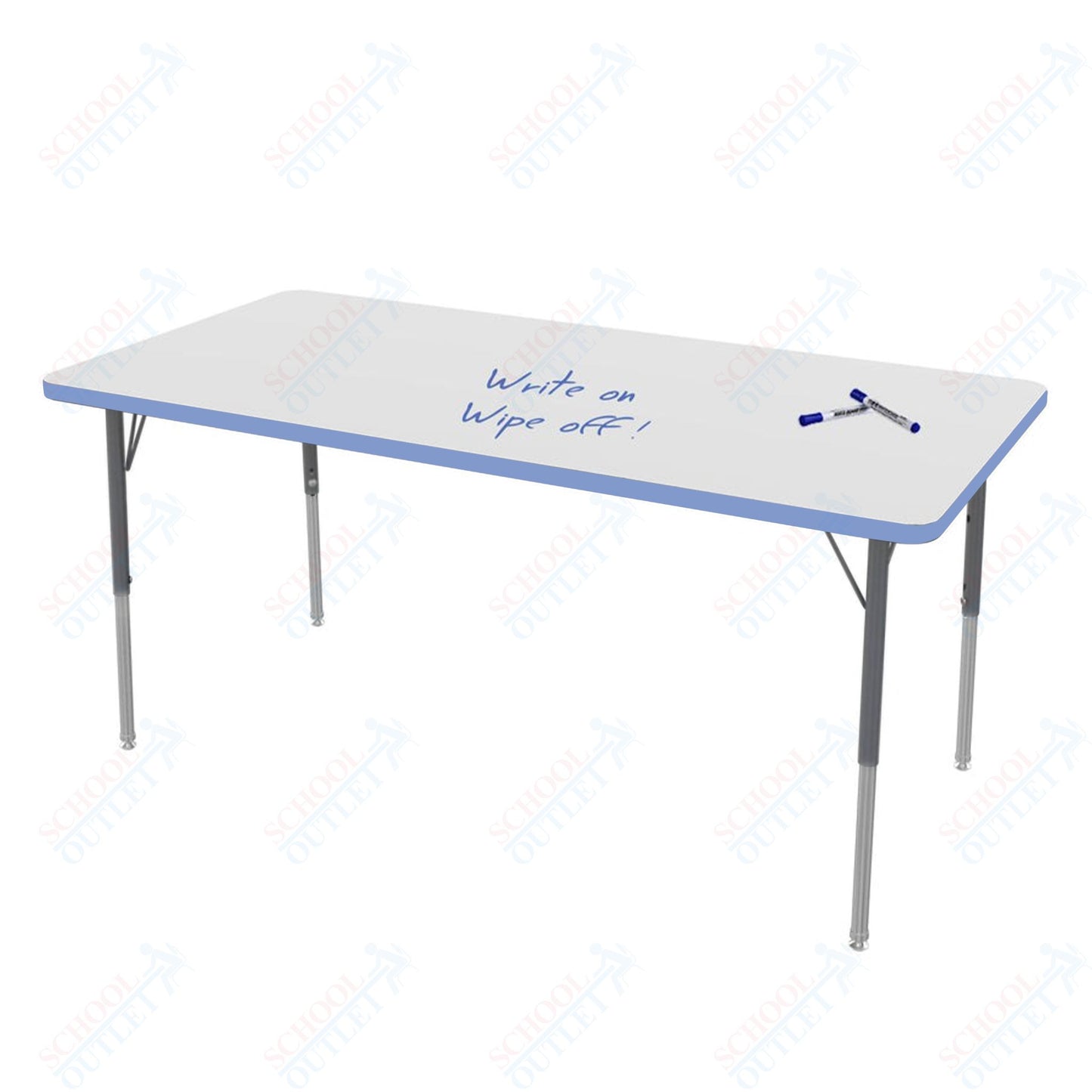 Marco MG2200 Series Rectangle Preschool Table w/ Dry Erase Top 30" x 60" Adj Height 16"-24" (MG2237-DA)