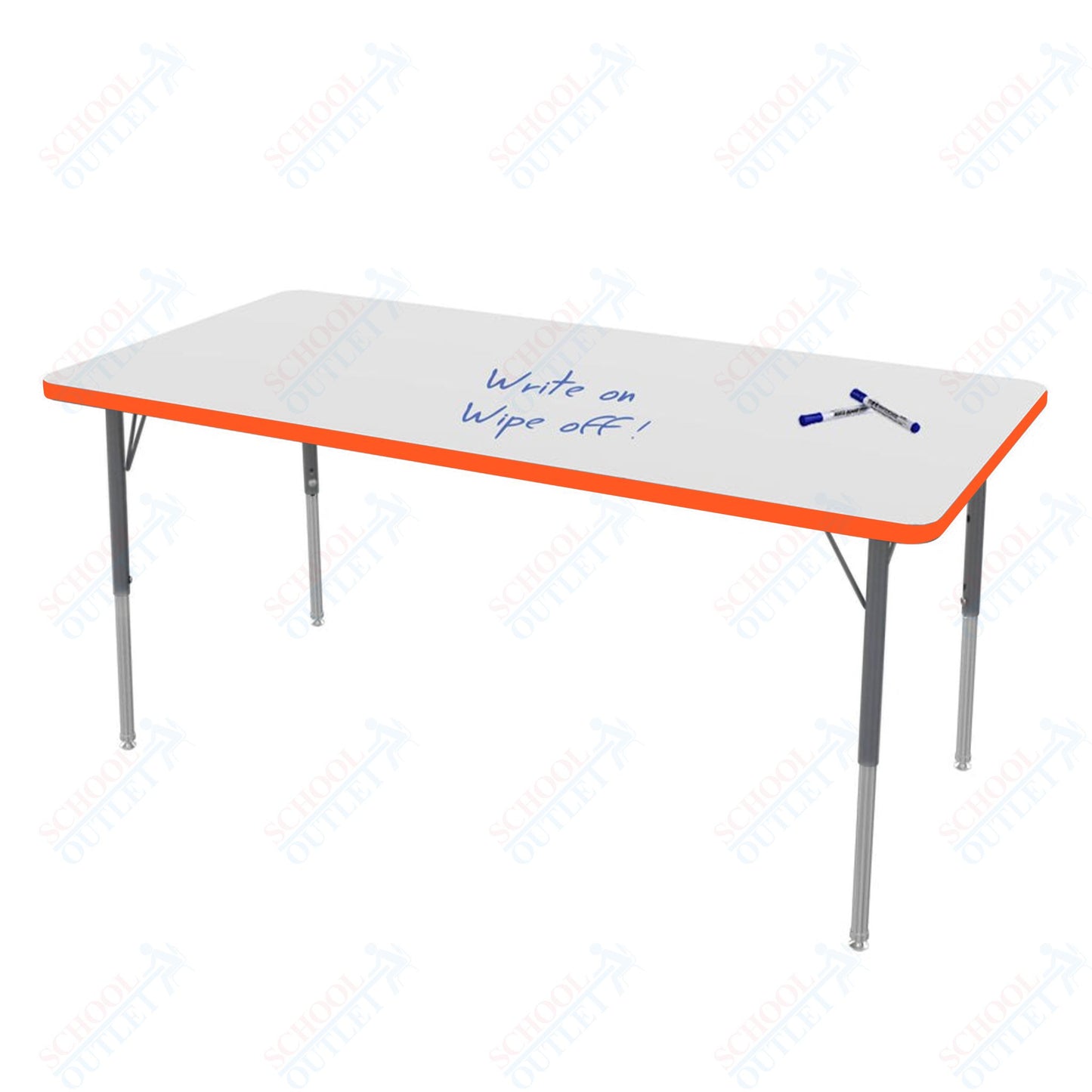 Marco MG2200 Series Rectangle Preschool Table w/ Dry Erase Top 30" x 60" Adj Height 16"-24" (MG2237-DA)
