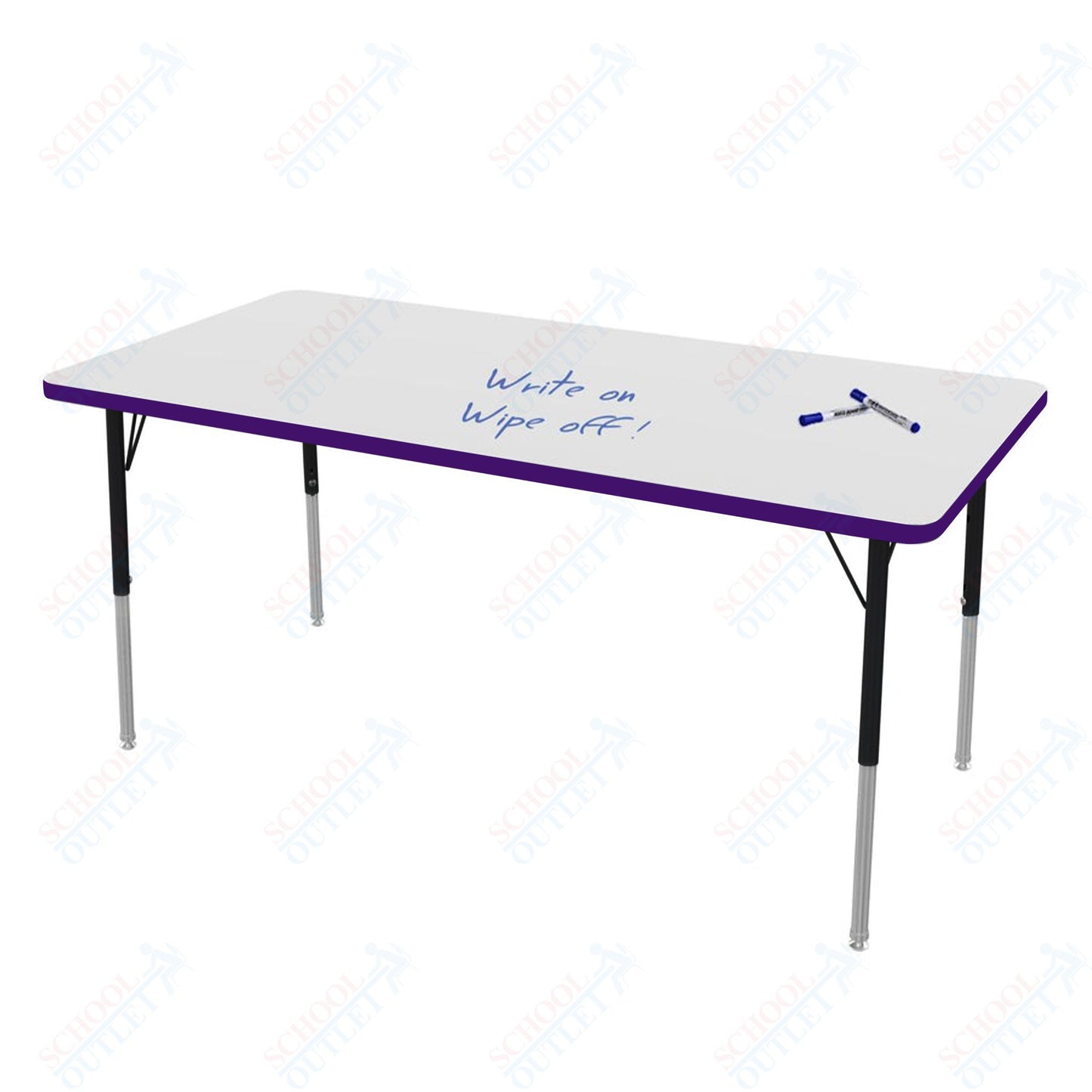 Marco MG2200 Series Rectangle Preschool Table w/ Dry Erase Top 30" x 60" Adj Height 16"-24" (MG2237-DA)