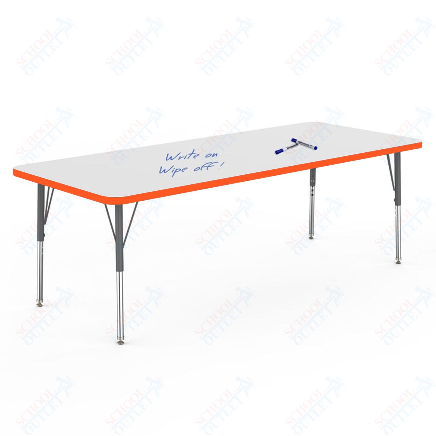 Marco MG2200 Series Rectangle Preschool Table w/ Dry Erase Top 30" x 72" Adj Height 16"-24" (MG2238-DA)