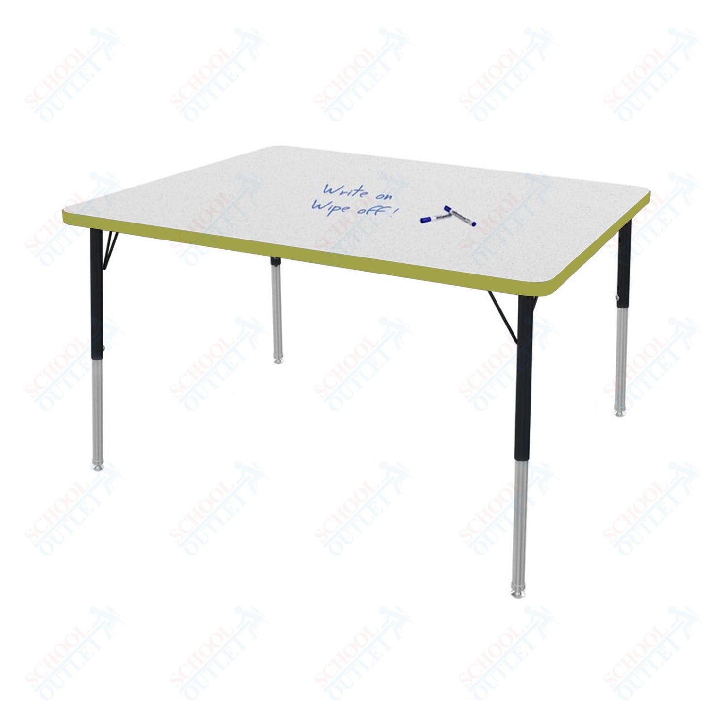 Marco MG2200 Series Rectangle Preschool Table w/ Dry Erase Top 36" x 48" Adj Height 16"-24" (MG2246-DA)