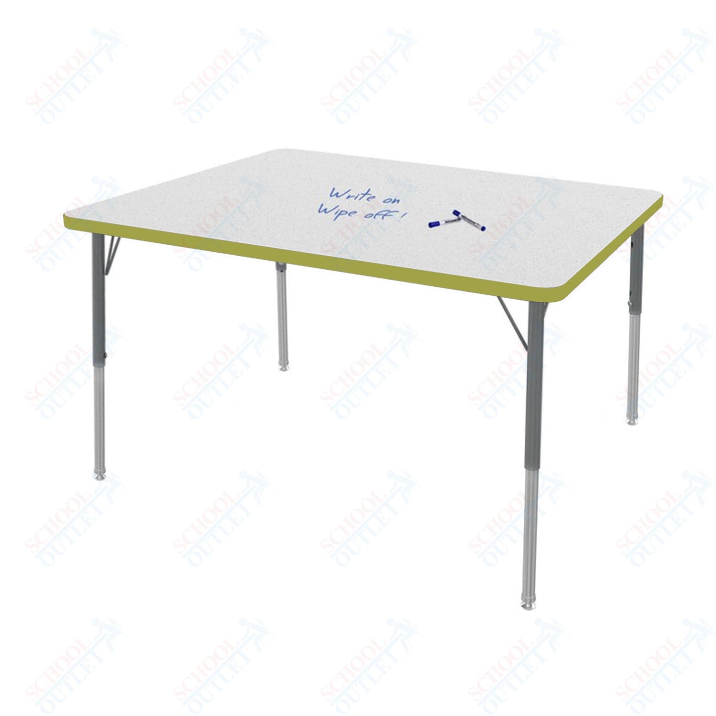 Marco MG2200 Series Rectangle Preschool Table w/ Dry Erase Top 36" x 48" Adj Height 16"-24" (MG2246-DA)