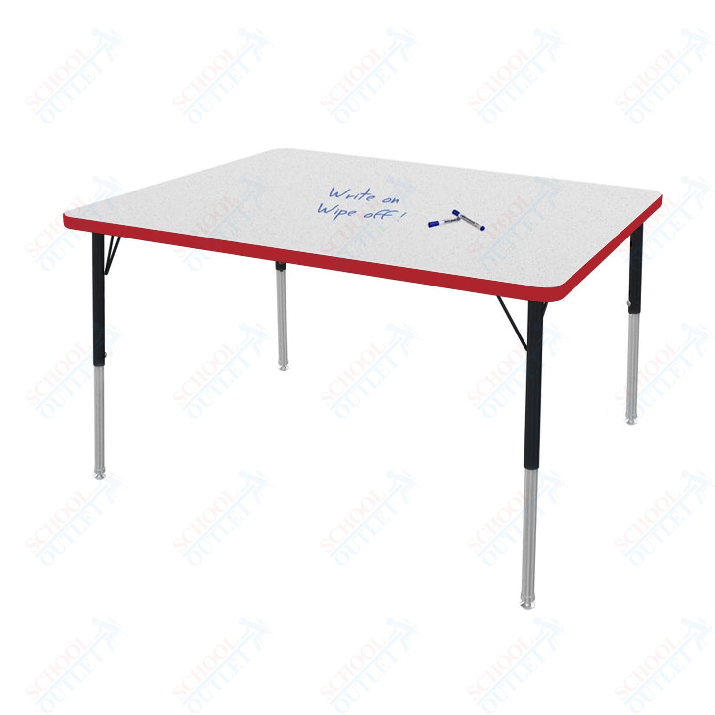 Marco MG2200 Series Rectangle Preschool Table w/ Dry Erase Top 36" x 48" Adj Height 16"-24" (MG2246-DA)