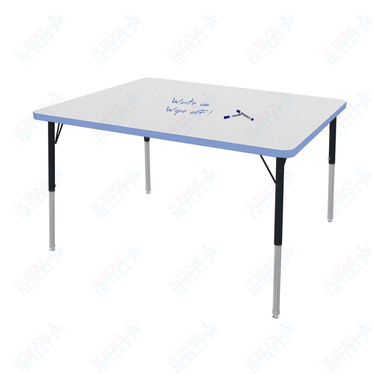 Marco MG2200 Series Rectangle Preschool Table w/ Dry Erase Top 36" x 48" Adj Height 16"-24" (MG2246-DA)