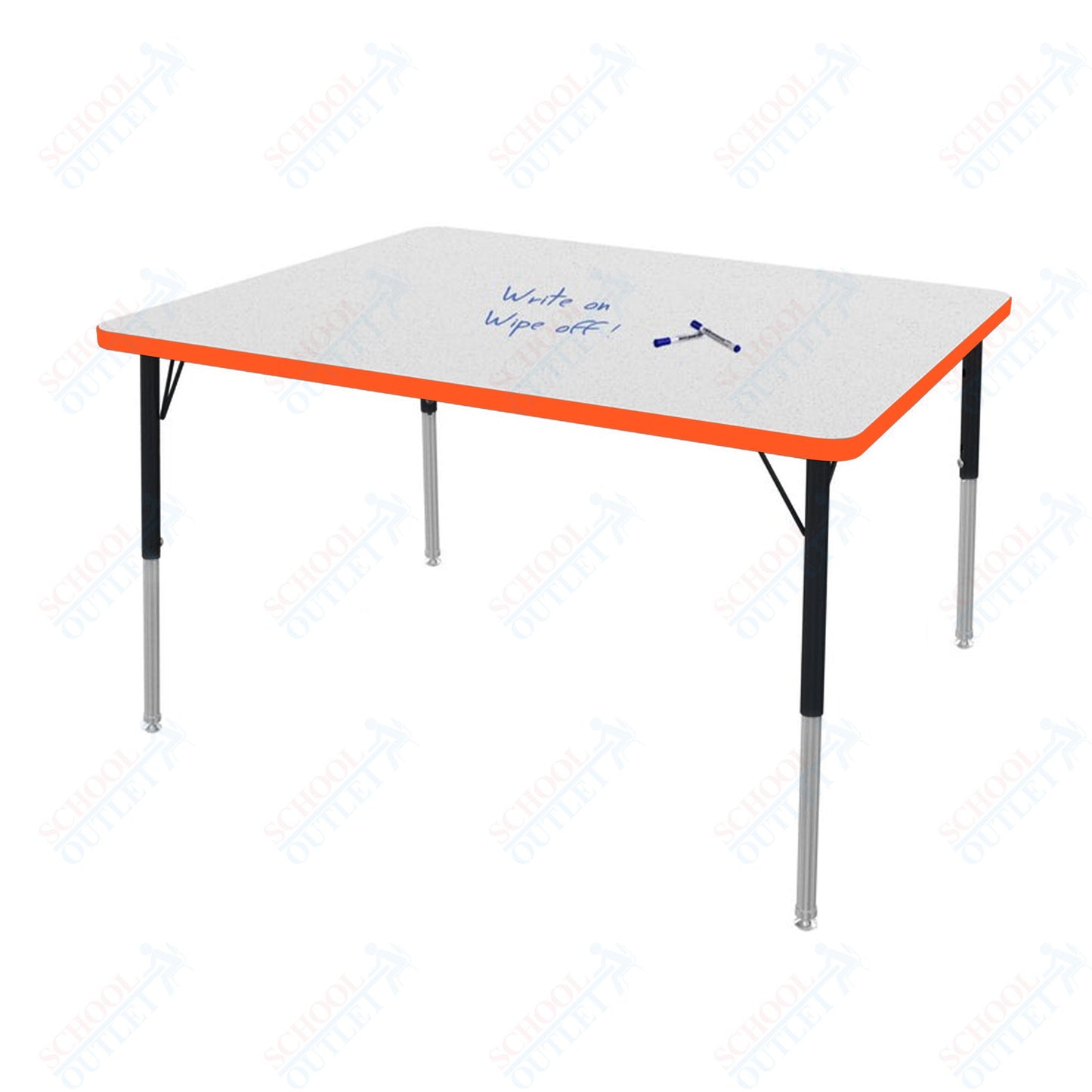 Marco MG2200 Series Rectangle Preschool Table w/ Dry Erase Top 36" x 48" Adj Height 16"-24" (MG2246-DA)