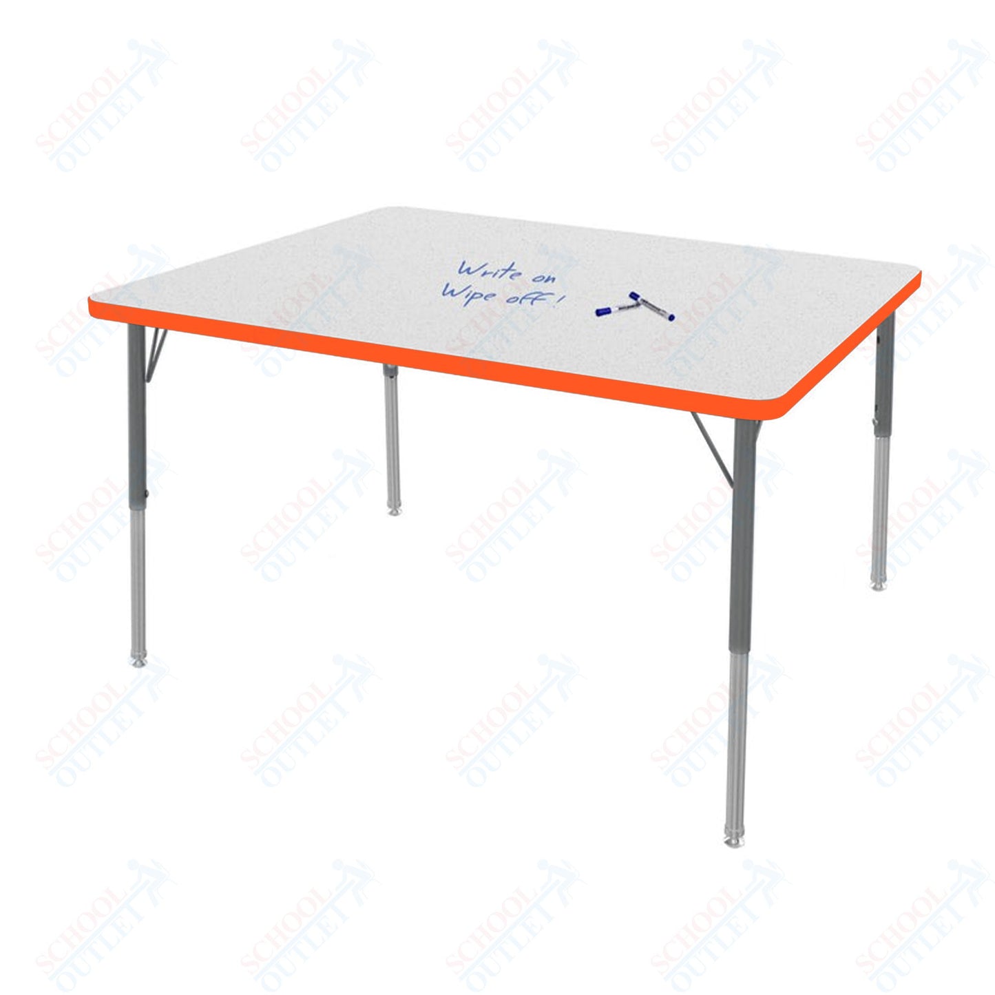 Marco MG2200 Series Rectangle Preschool Table w/ Dry Erase Top 36" x 48" Adj Height 16"-24" (MG2246-DA)