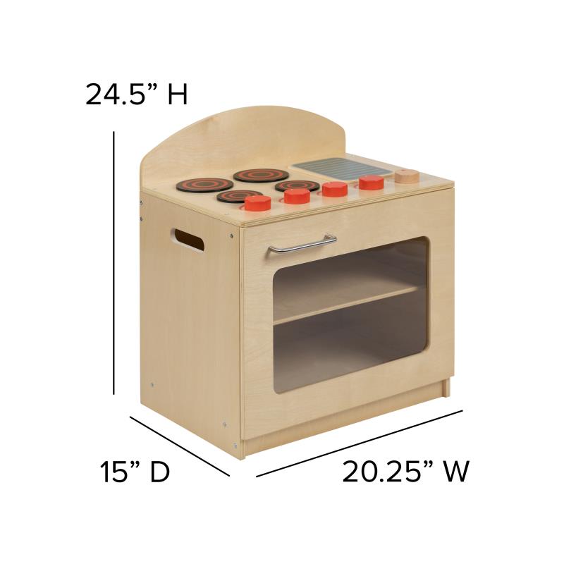 Hercules Children's Wooden Kitchen Set - Stove, Sink and Refrigerator for Commercial or Home Use - Safe, Kid Friendly Design (FLA-MK-DP00KTCHN-GG)