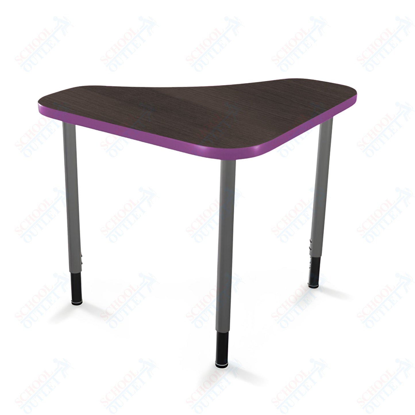 Mooreco Hierarchy Boomerang Snap Standard Desk - Adjustable 22 - 32" H - Platinum Leg
