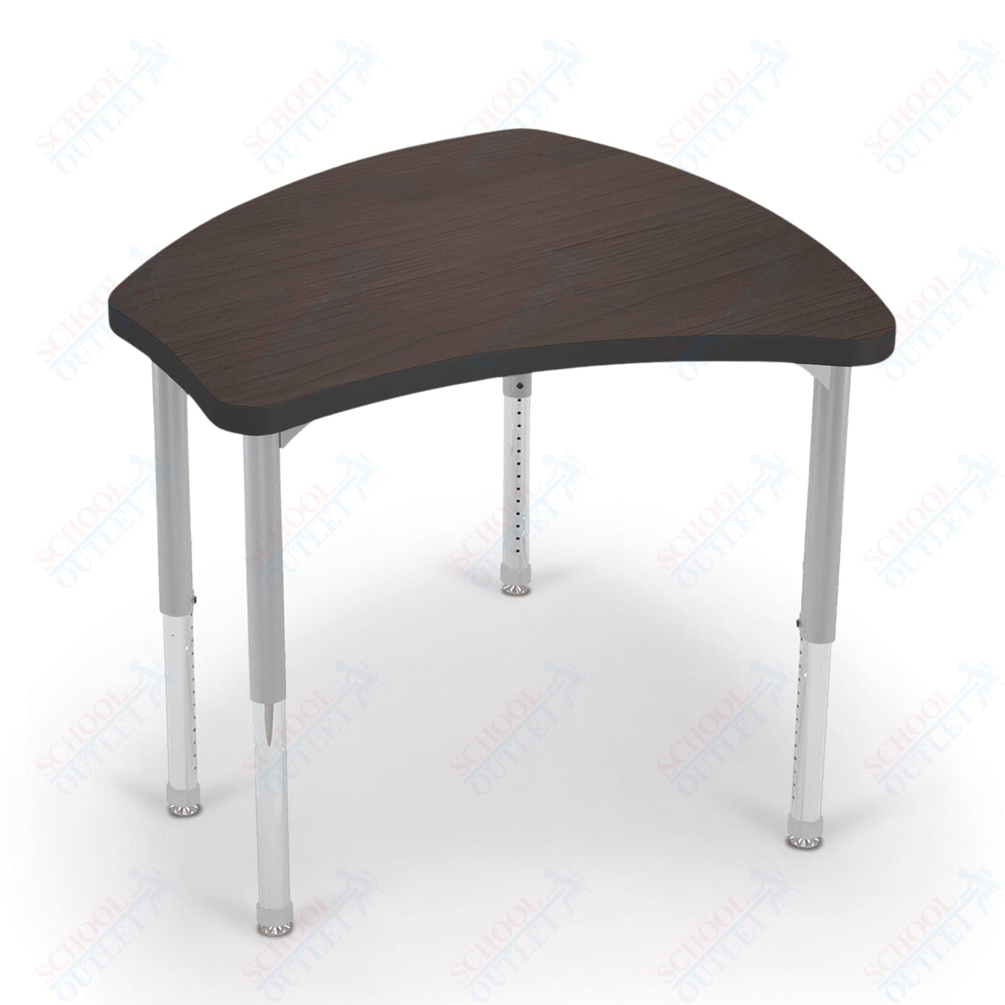Mooreco Small Hierarchy Shape Standard Desk Adjustable Height 22" - 32" - Platinum Leg - 11436X