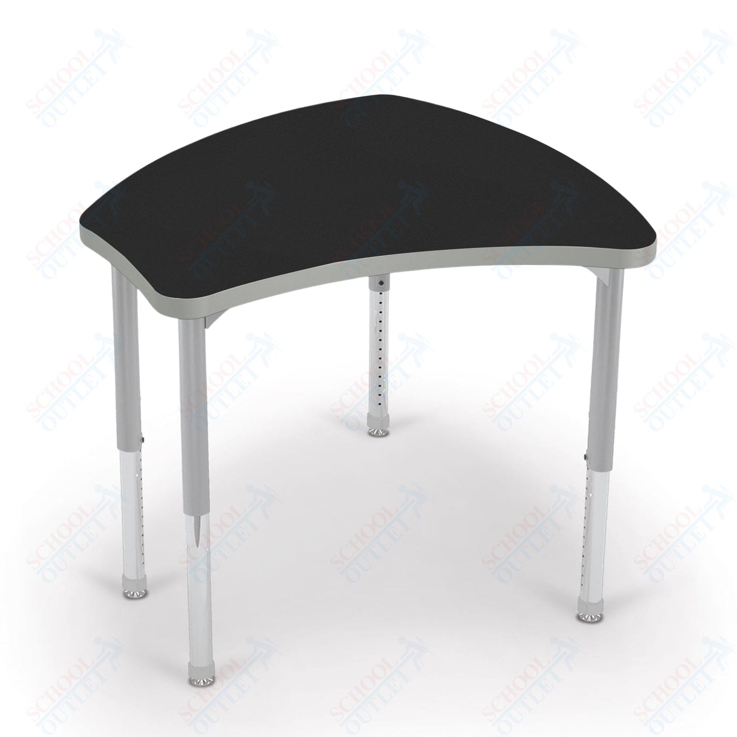 Mooreco Small Hierarchy Shape Standard Desk Adjustable Height 22" - 32" - Platinum Leg - 11436X