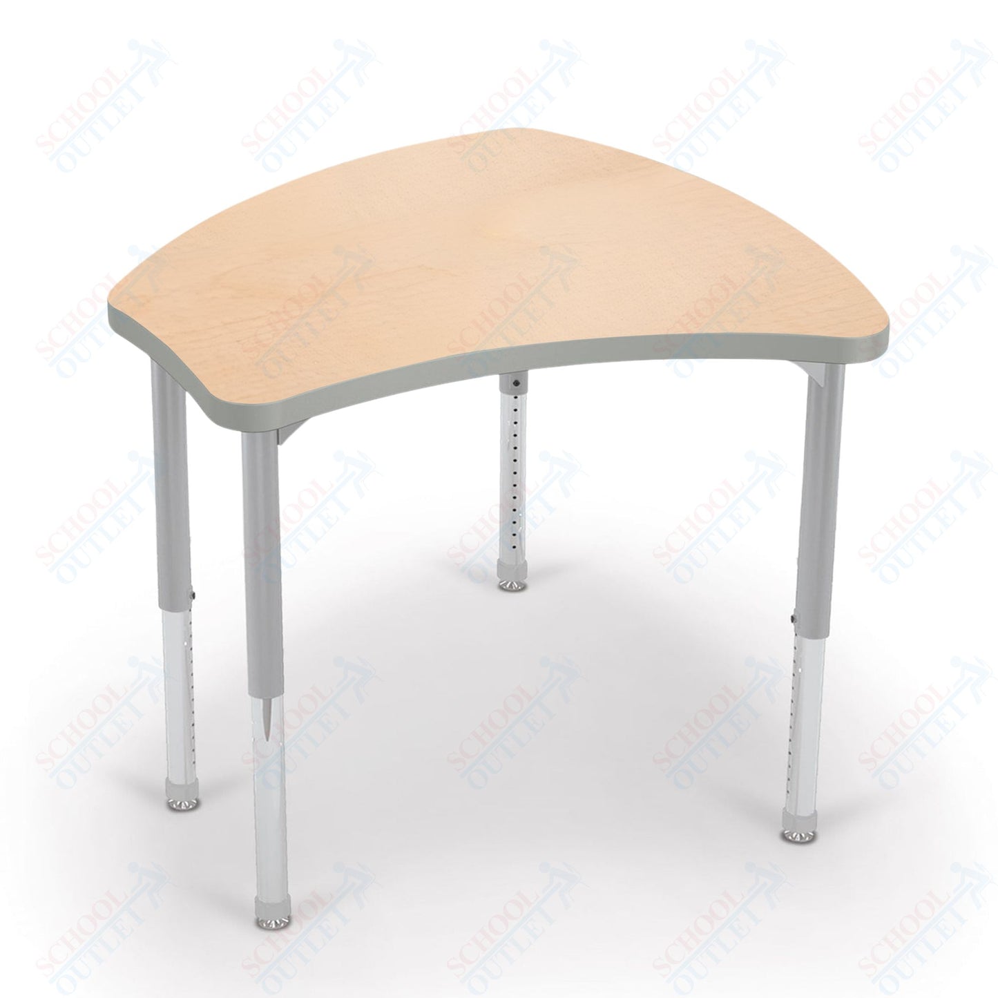 Mooreco Small Hierarchy Shape Standard Desk Adjustable Height 22" - 32" - Platinum Leg - 11436X
