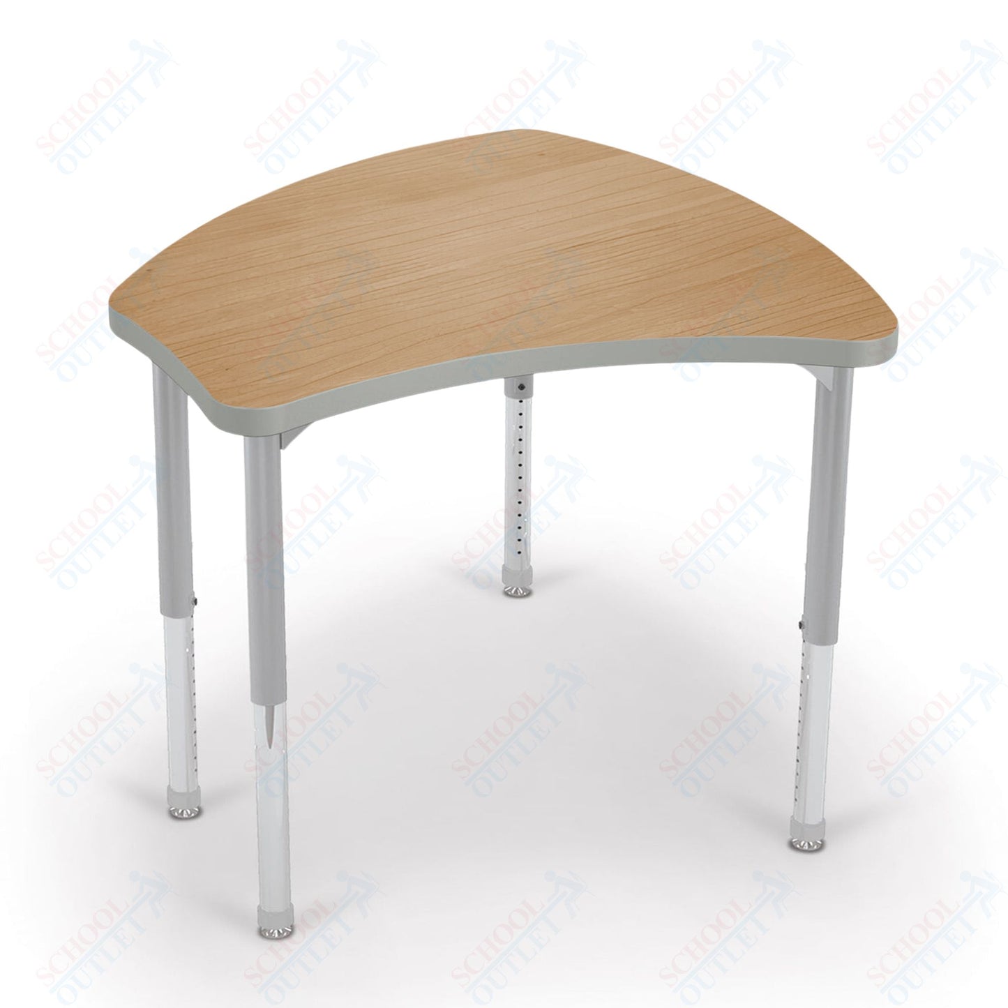 Mooreco Small Hierarchy Shape Standard Desk Adjustable Height 22" - 32" - Platinum Leg - 11436X