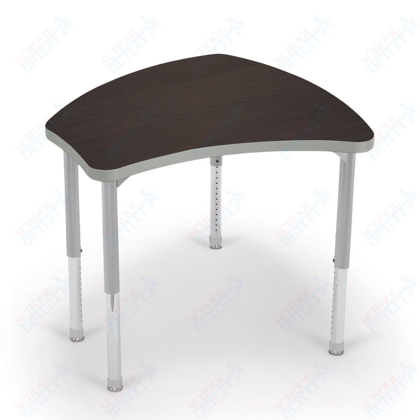 Mooreco Small Hierarchy Shape Standard Desk Adjustable Height 22" - 32" - Platinum Leg - 11436X