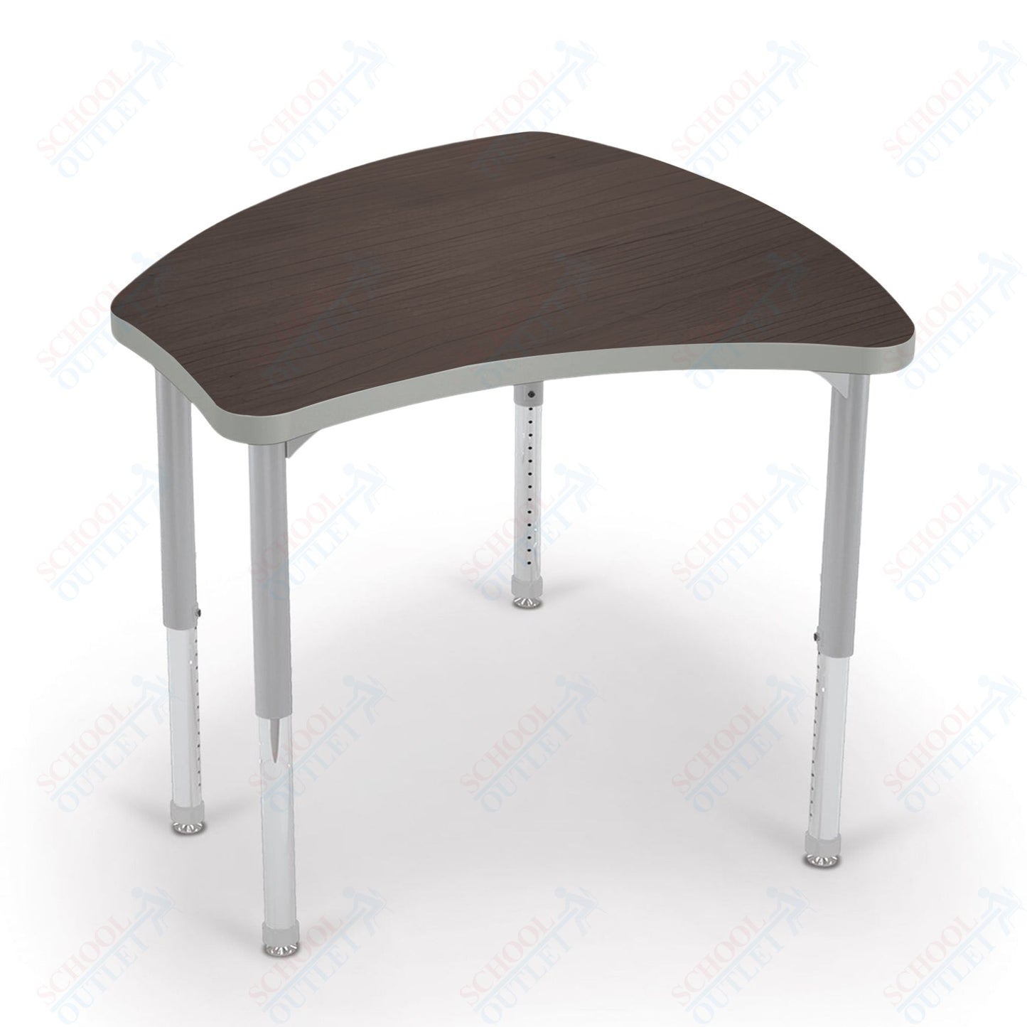 Mooreco Small Hierarchy Shape Standard Desk Adjustable Height 22" - 32" - Platinum Leg - 11436X