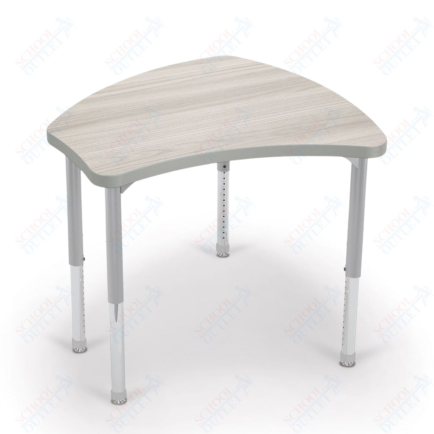 Mooreco Small Hierarchy Shape Standard Desk Adjustable Height 22" - 32" - Platinum Leg - 11436X