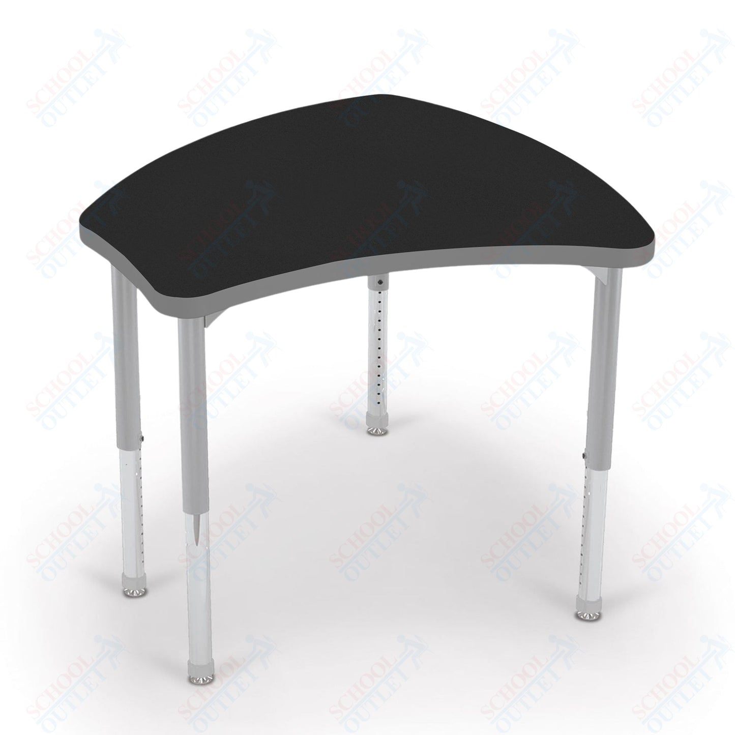 Mooreco Small Hierarchy Shape Standard Desk Adjustable Height 22" - 32" - Platinum Leg - 11436X