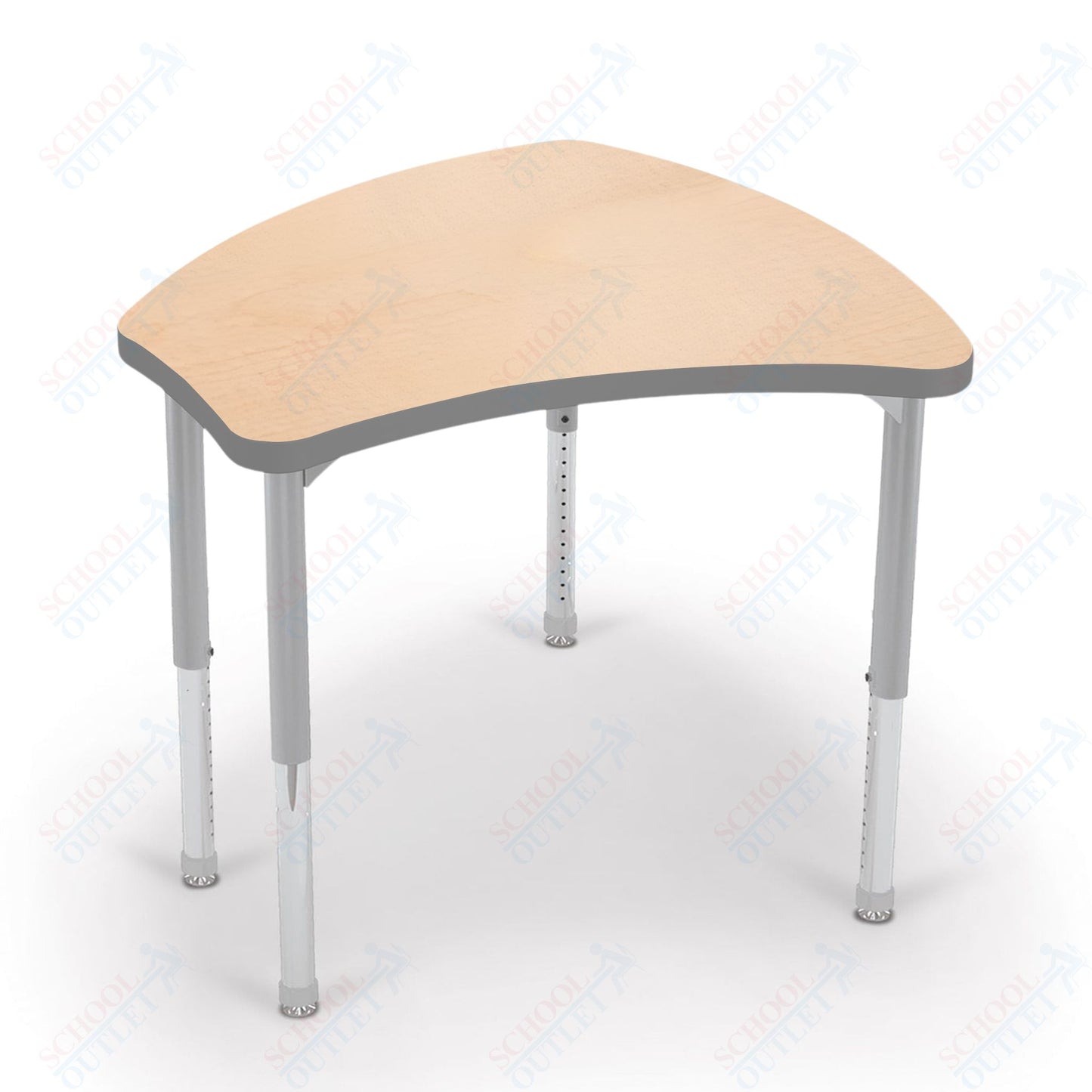 Mooreco Small Hierarchy Shape Standard Desk Adjustable Height 22" - 32" - Platinum Leg - 11436X