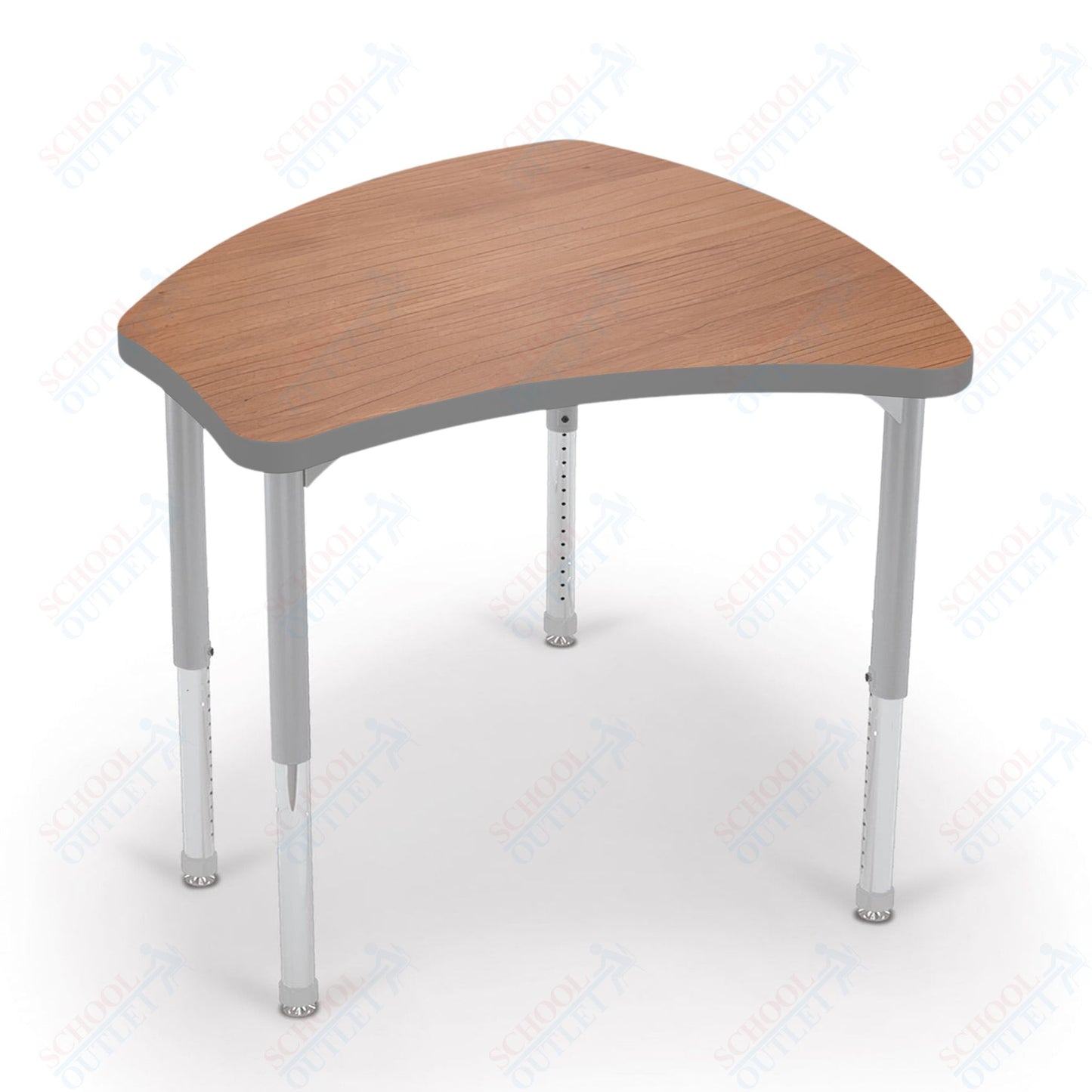 Mooreco Small Hierarchy Shape Standard Desk Adjustable Height 22" - 32" - Platinum Leg - 11436X