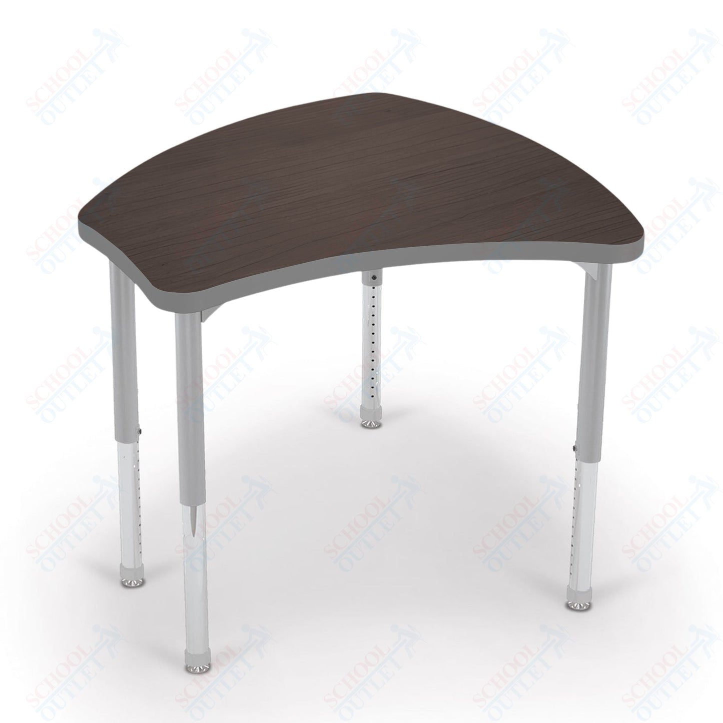 Mooreco Small Hierarchy Shape Standard Desk Adjustable Height 22" - 32" - Platinum Leg - 11436X
