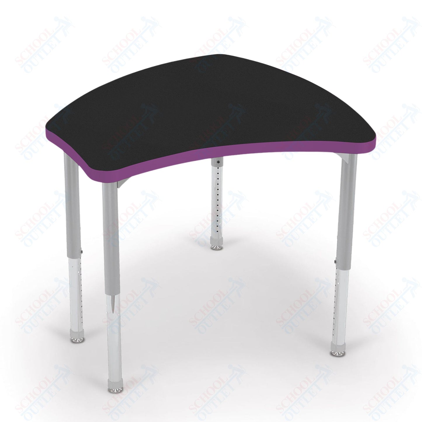 Mooreco Small Hierarchy Shape Standard Desk Adjustable Height 22" - 32" - Platinum Leg - 11436X